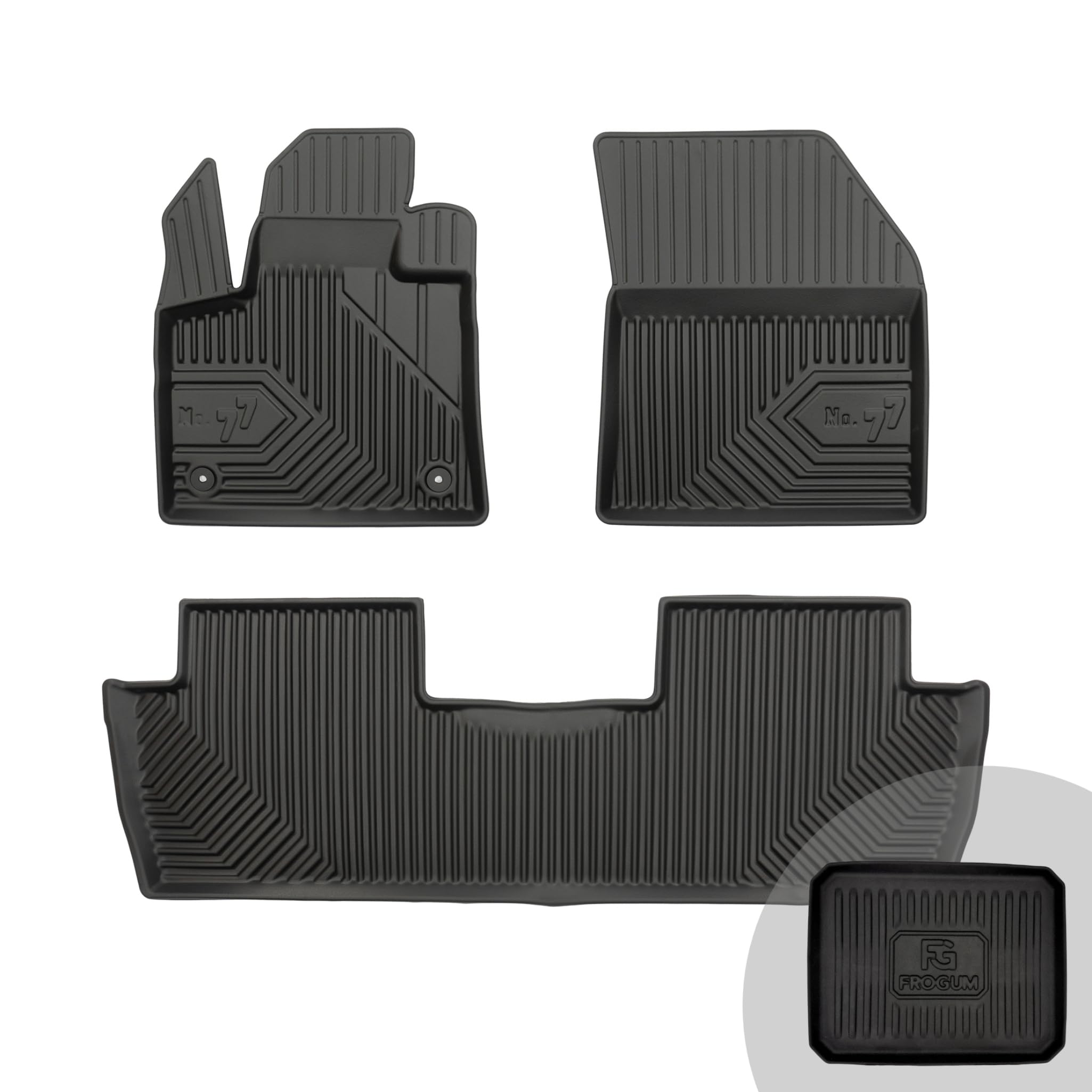 FROGUM No.77 Alfombrillas para Coche Alfombras para Peugeot 5008 II 2017-2024 | Borde Alto | para Todo el año | Tamaño