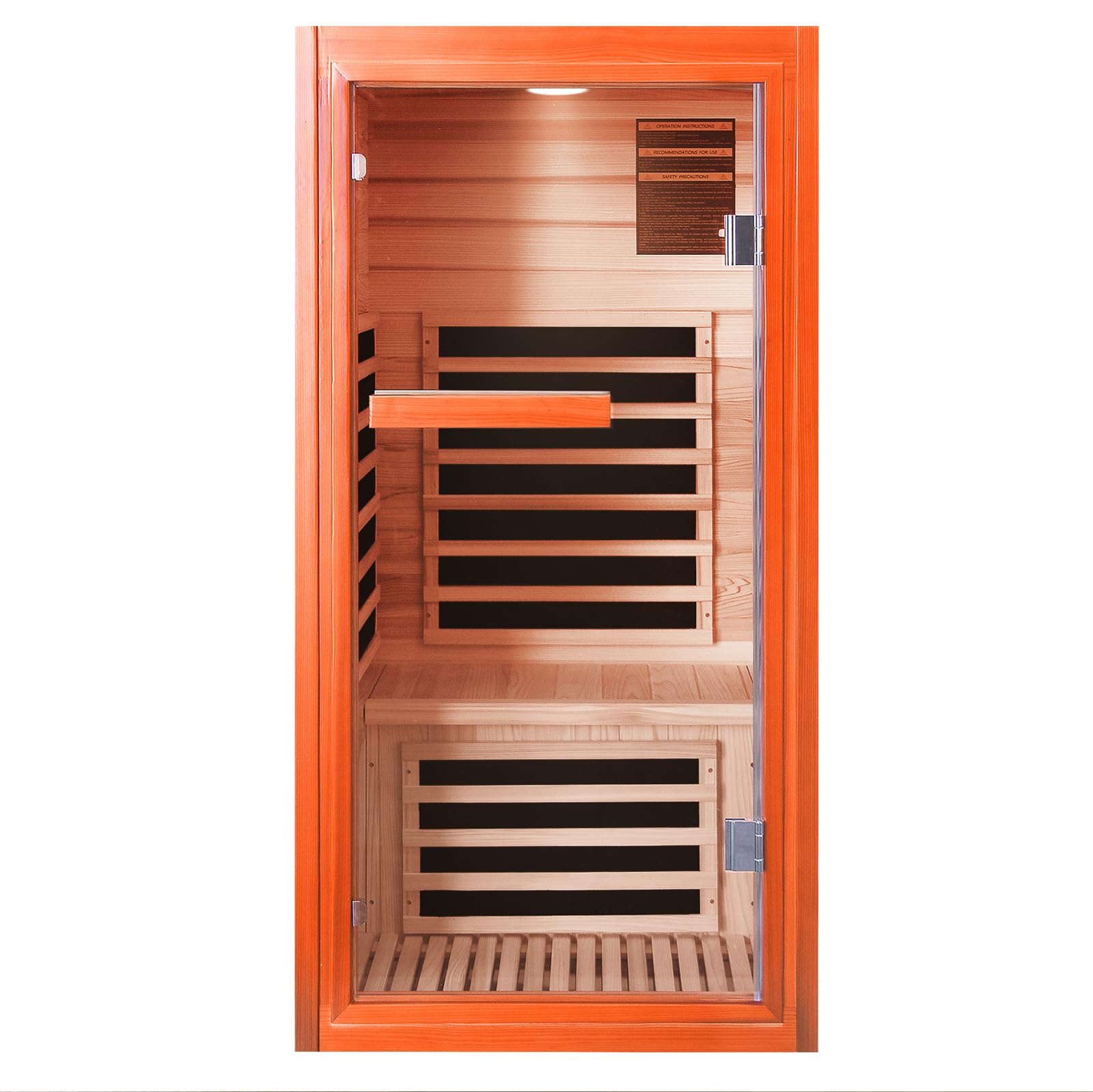 RIGO Home Personal Far-Infrared Sauna Room — 1065W 120V Wooden Dry Sauna Room with Red Light and Bluetooth Music Function, Single-Person Design, Dimensions: 31.5 * 31.5 * 63 inches
