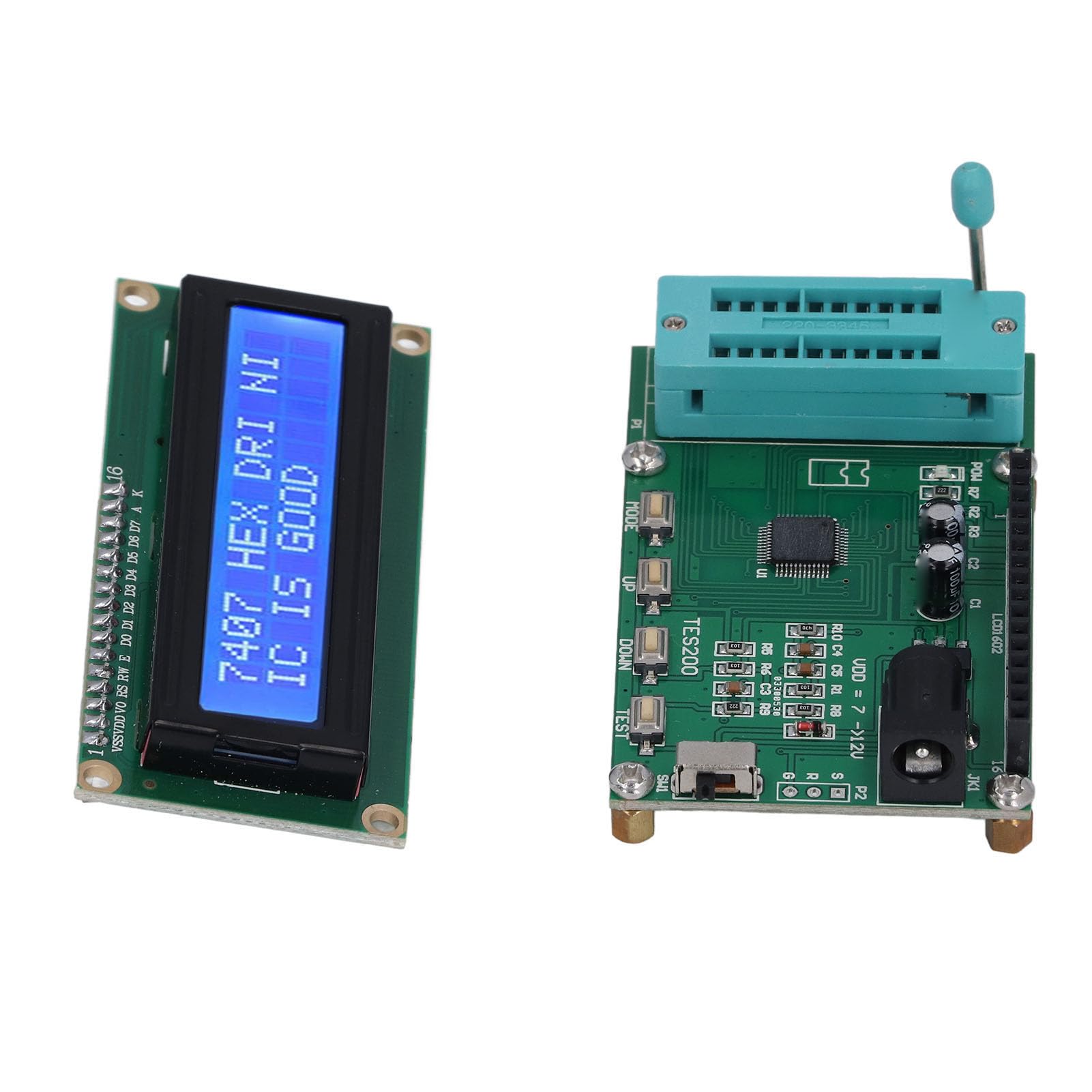 Fafeicy Medidor de Circuito Integrado PCB Digital IC Tester 7 a 12VDC Pantalla LED Prueba de 3 Segundos Amplio Rango de Temperatura para Técnicos de Reparación y Banco de Trabajo Electrónico de la