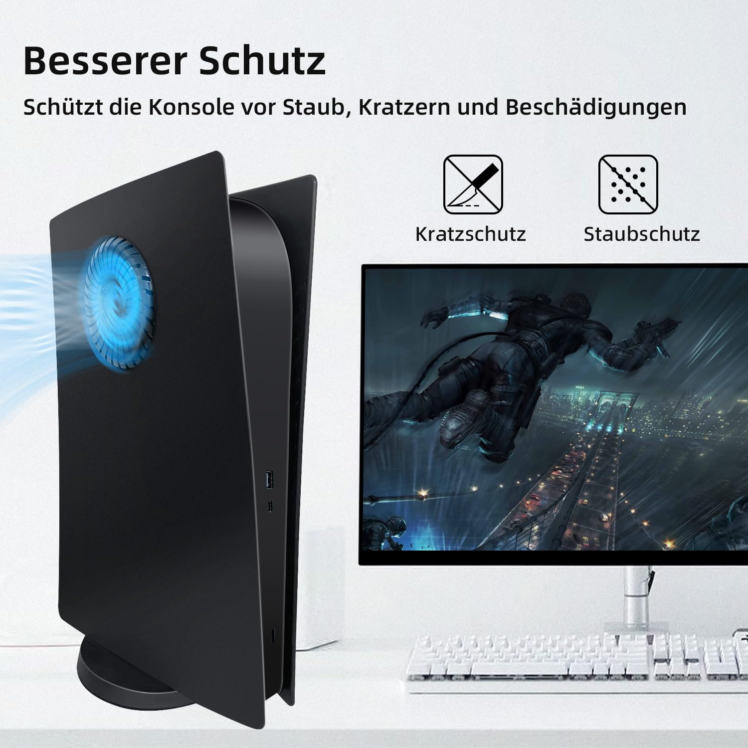 Mcbazel PlayStation 5 Digital Faceplate Cover mit Kühlöffnungen Ersatz Frontplatten für PlayStation 5 Digital Edition Konsole Anti Scratch staubdicht Platten(Nicht für PS5 Slim)
