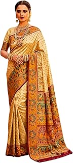 K.H. FASHION Traditional Banarasi Style,Kanjivaram Silk Saree for Women,Saree for Wedding Party,Royal Kanjivaram