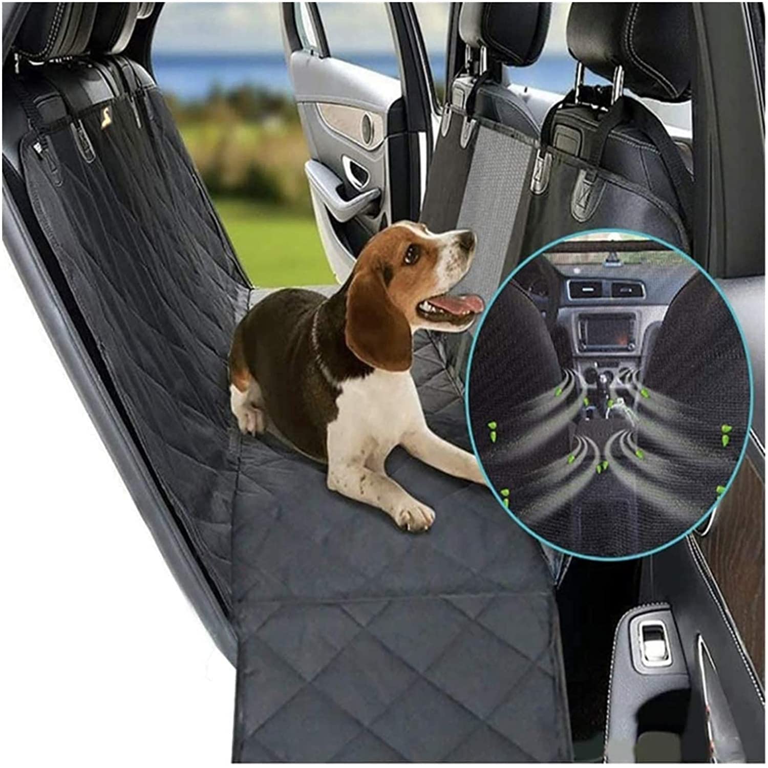 Cubierta del Asiento del Perro for el Asiento Trasero, Las Cubiertas Impermeables del Asiento del automóvil for Perros con la Ventana de la Malla, el rasguño previene la Hamaca del Perro del