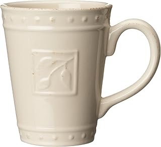 Signature Housewares Sorrento Collection 14-Ounce Mug, Ivory Antiqued Finish
