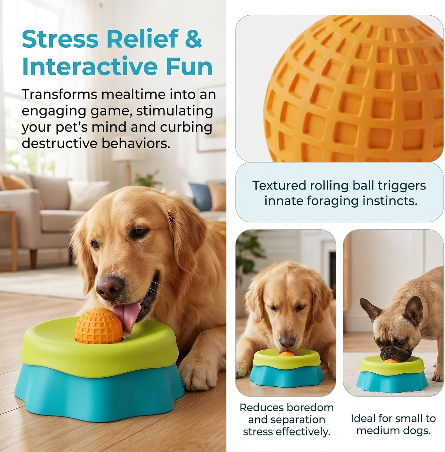 Food Grade Silicone Slow Feeder Bowl, Chew Resistant & Odorless Pet Bowl for Cats & Dogs. Anti-Slip Design for Yogurt, Puree, Juice & Liquid Food, Prevents Vomiting, Bloating and Digestive discomfort