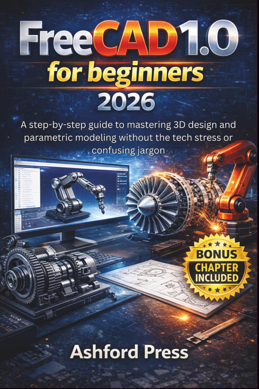 FreeCAD 1.0 for Beginners 2026: A step-by-step guide to mastering 3D design and parametric modeling without the tech stress or confusing jargon (FULL-COLOR)