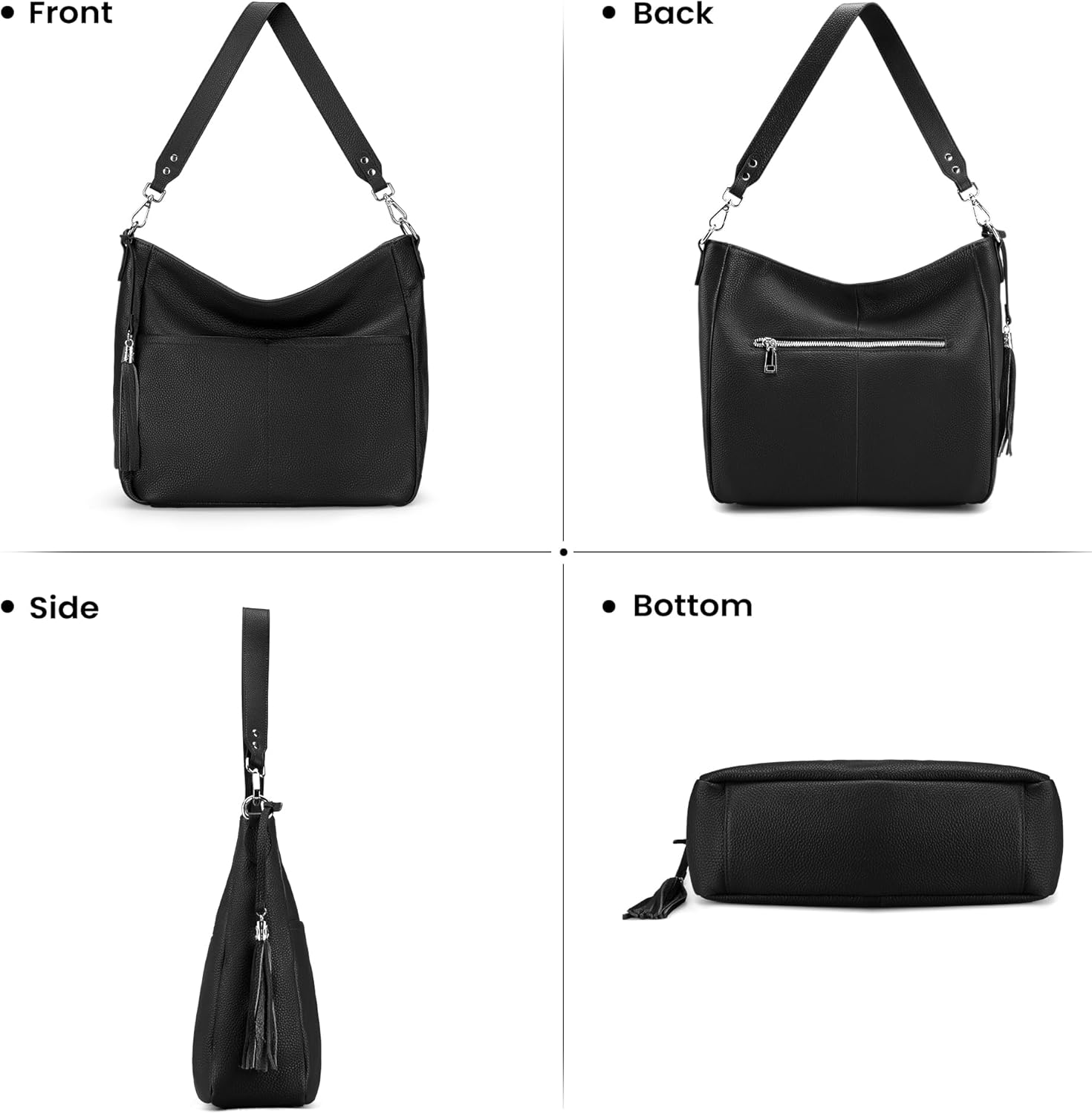 befen Genuine Leather Purse for Women, Soft Leather Crossbody Hobo Bag with 2 Removable Straps Womens Purses and Handbags - Image 8