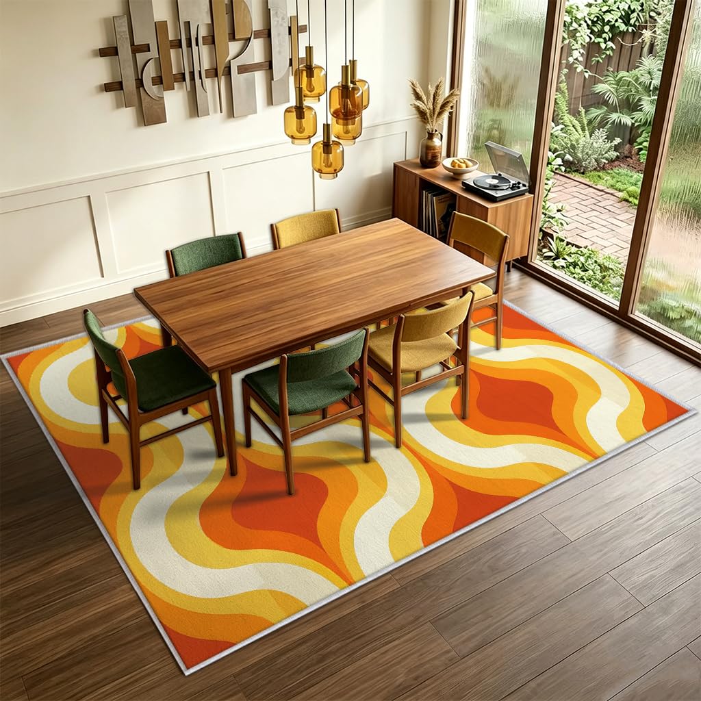 Tapis Orange Jaune Salon Chambre Interieur 160x200 cm