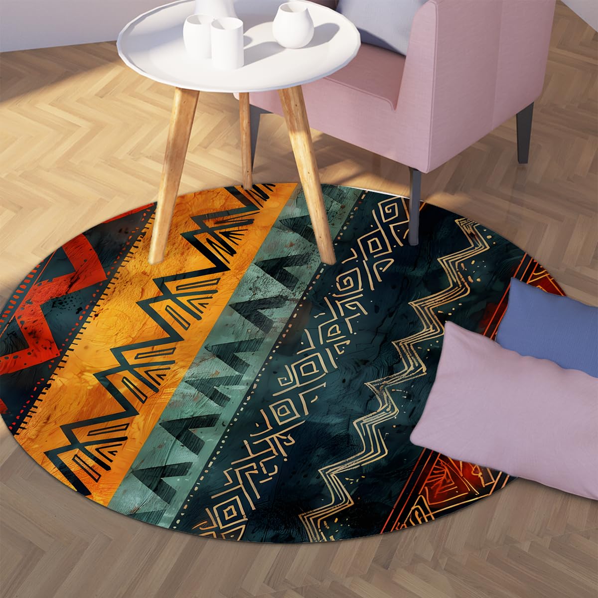 Traditioneller südwestlicher Tribal-Rundteppich 200cm