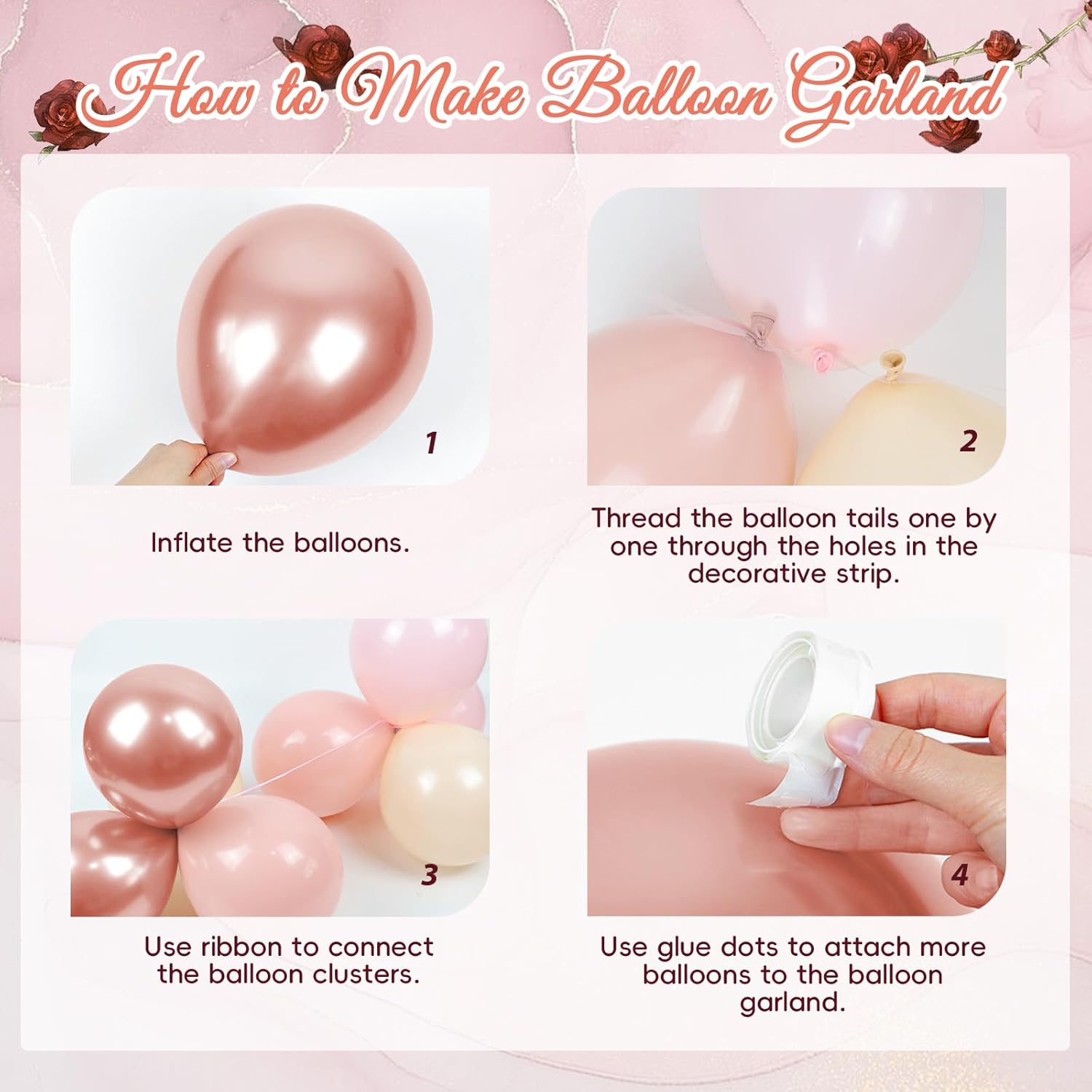 Rose Gold Birthday Decorations, Rose Gold Pink Nude Balloons Happy Birthday Banner Rose Gold Tablecloth Backdrop for Happy Birthday Decorations for Women Adults