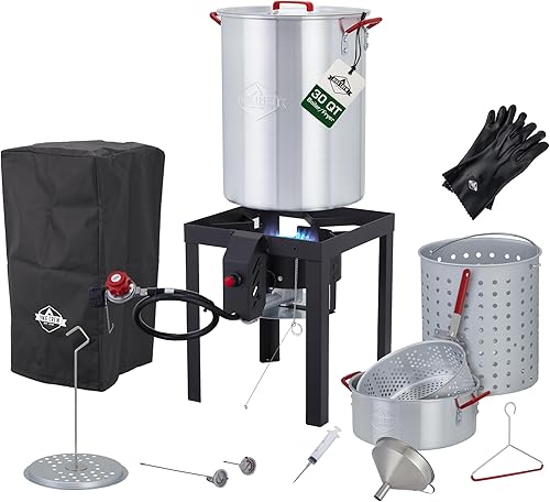 Miniatura 9 de Hike Crew Kit de freidora de pavo de propano para exteriores de 50,000 BTU con temporizador e encendedor y embudo de acero inoxidable. El kit