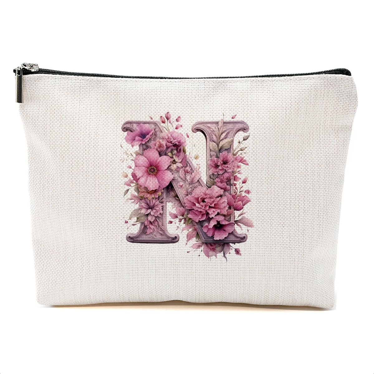 DHKG Initial Makeup Bag Personalized Cosmetic Bag Monogrammed Gifts for Women Grandma Bride Travel Organizer Zipper Pouch Teacher Gifts Mothers Day