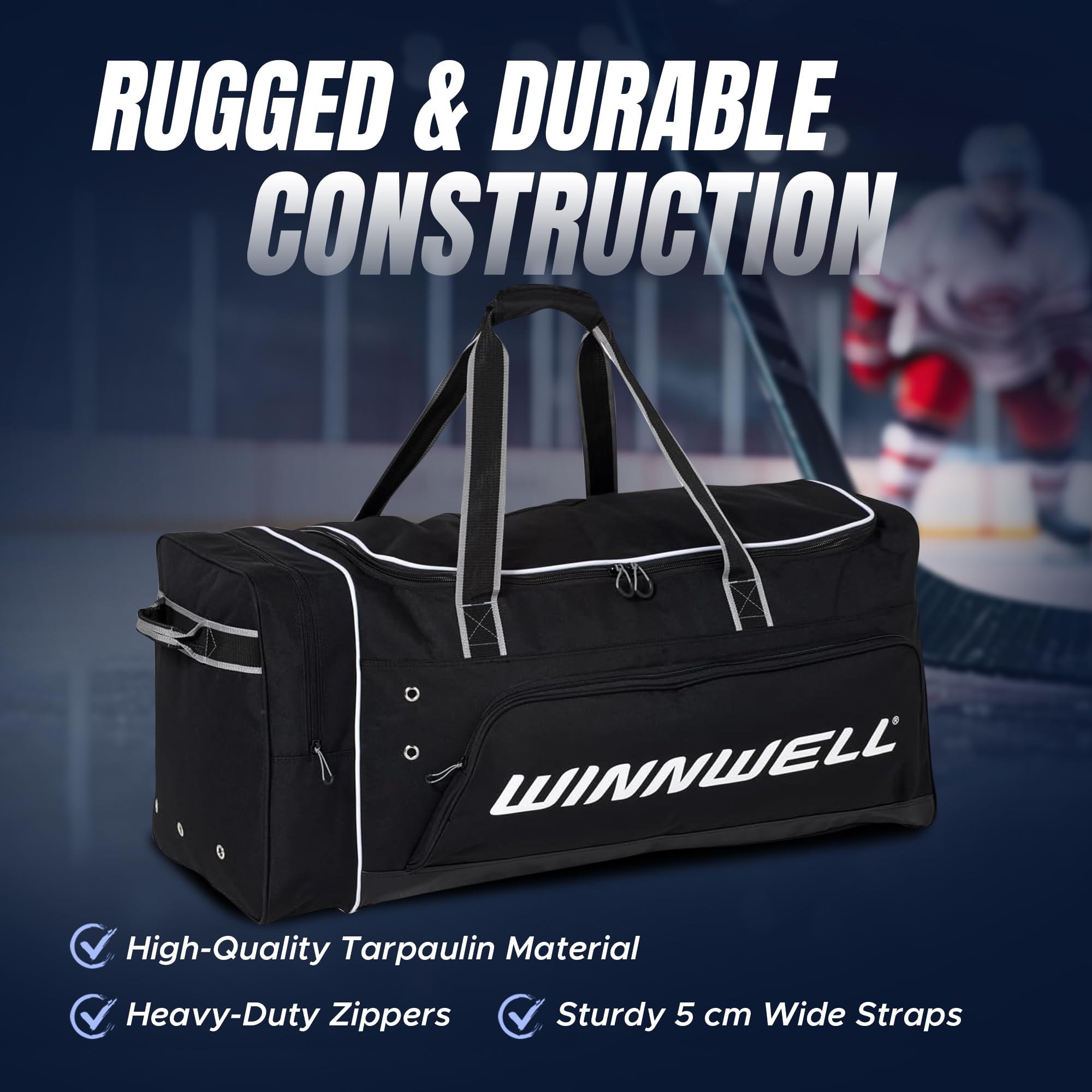 Warrior Ritual Goalie Wheeled Roller Hockey bag, Black/Grey