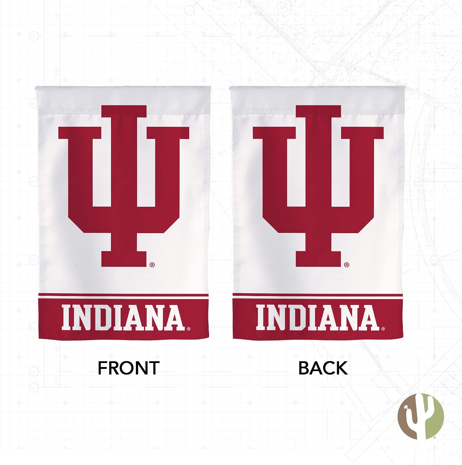 Desert Cactus Indiana University IU Garden Flag – 19 x 12 Inch Indiana Hoosiers Banner, for Outdoor Display and Events (Design B)