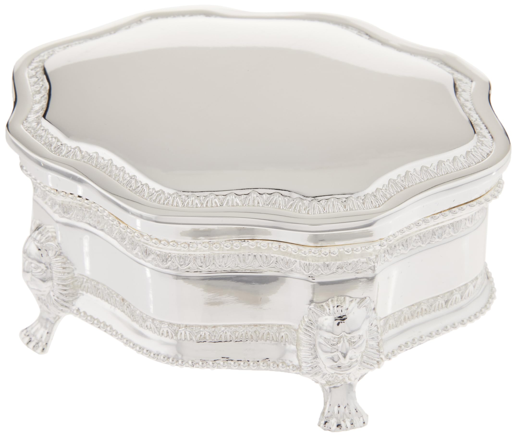 Engravable Silverplate Princess Victorian Small Jewelry Box, Silver