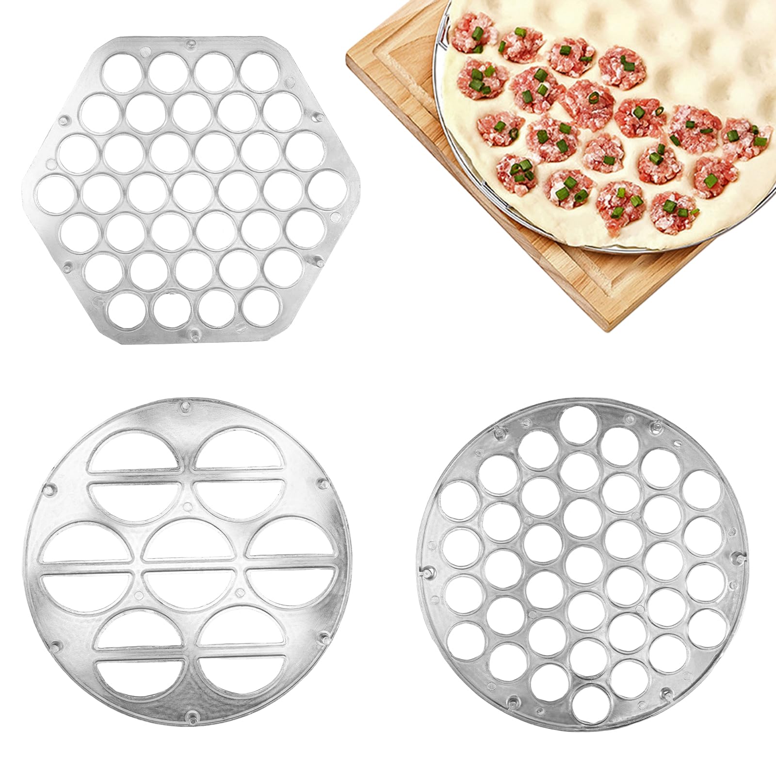 Hevtsde 3 PCS Russian Ravioli Maker Dumplings Mold, Russian Pelmeni Molds, Dumpling Maker Mold, Pelmeni Mold Metal, Pierogi Dumplings Press, Pelmeni Maker Press for Dumplings Pies Wontons Fruit Pies
