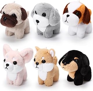 6 Pcs Puppy Dog Stuffed Animals Plush Realistic Dog Toys Bulk 4 Inch Cute Plush Puppy Dog Stuffed Animals for Birthday Gifts Animal Themed Party Decoration Favors
