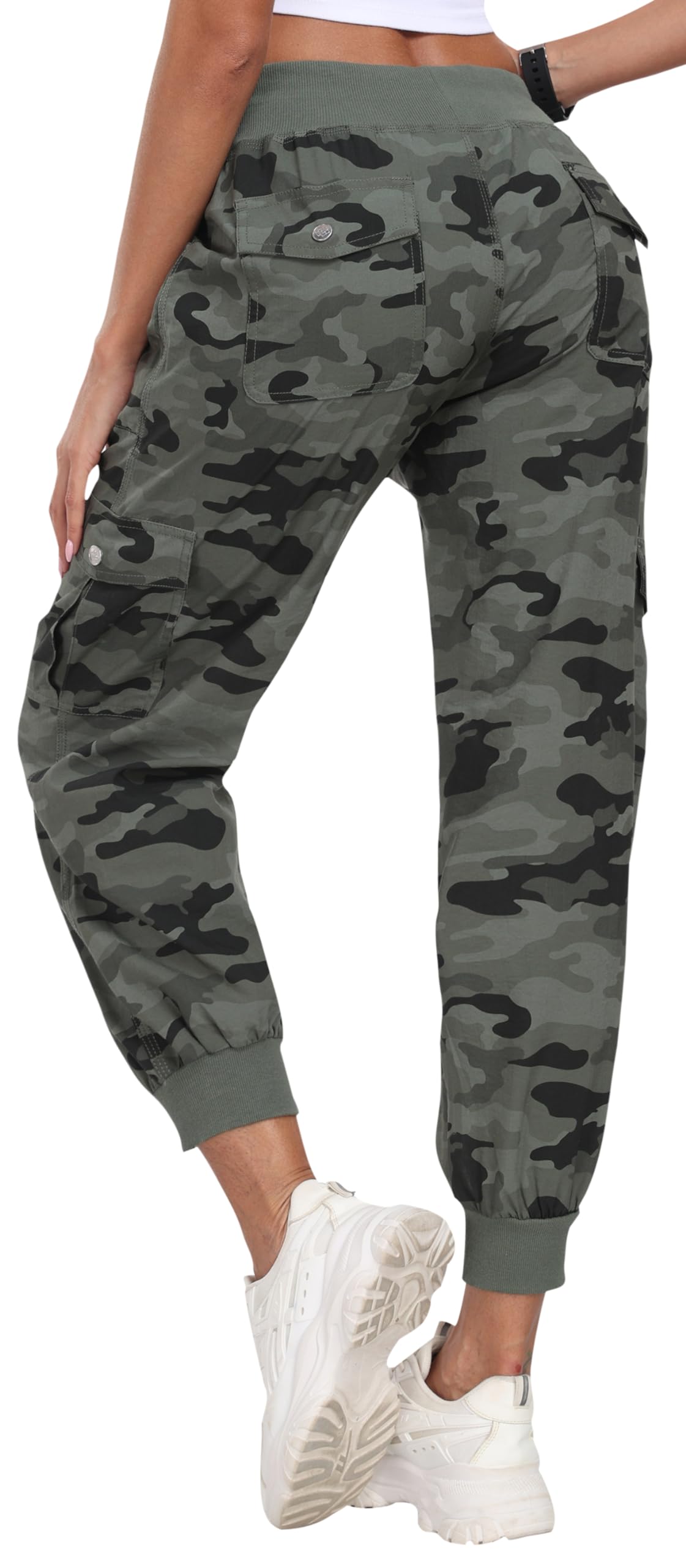 JINSHI Pantalones Mujer Cargo Pantalón Largo Trabajo Pant Deportivo Jogger Cintura Alta con Bolsillos