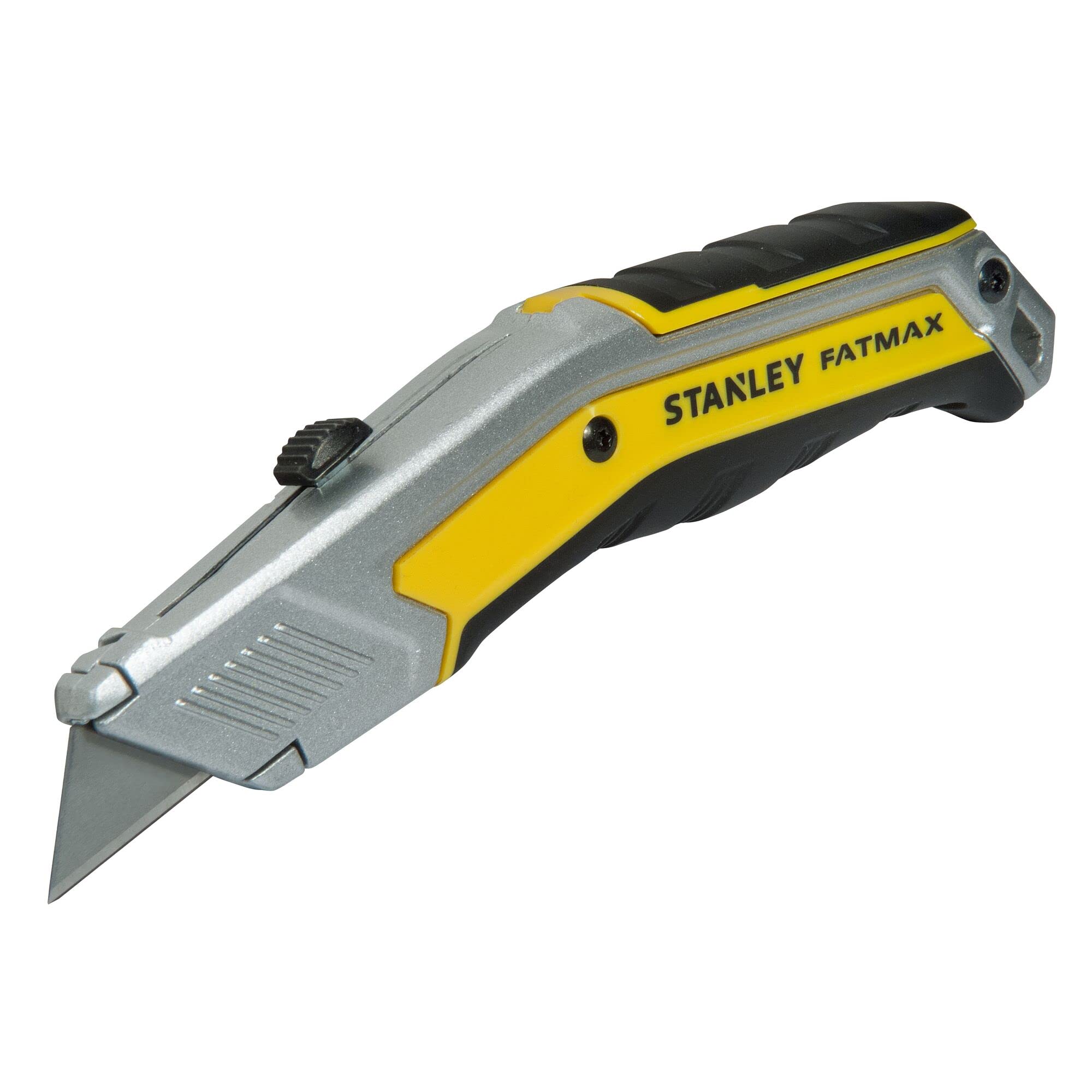 STANLEY 0-10-819 Couteau À Lame Rétractable - Gamme FATMAX - Corps Aluminium - Chariot Magnétique - Zone De Frappe - Stockage Intégré - Résistant Aux Solvants - Fournis Avec 10 Lames