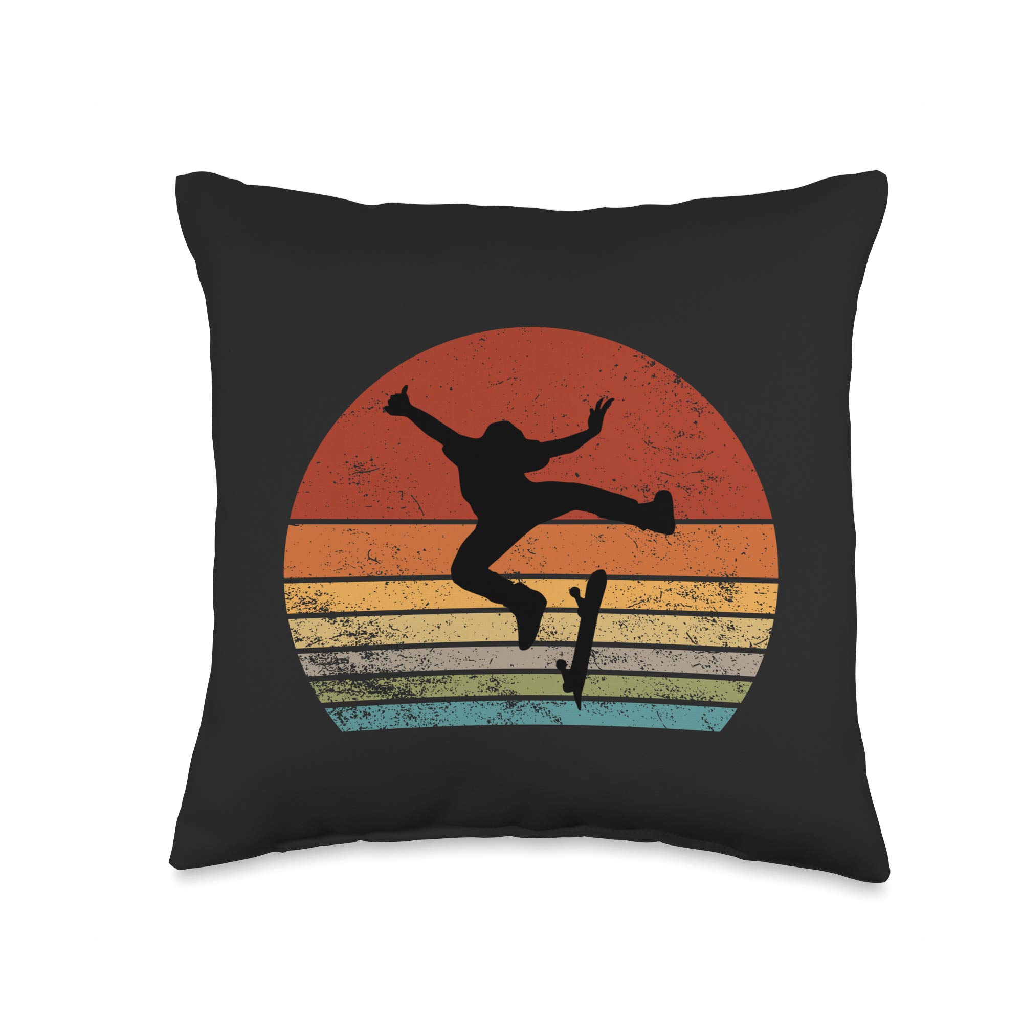 Skaters Having Fun Retro Sunset Skateboard Gift Teen Skaters Throw Pillow