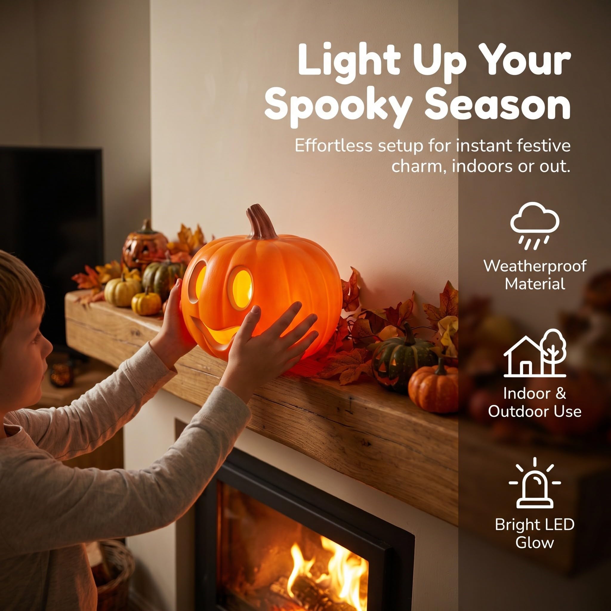 ibasenice Decorazione di Halloween a Forma di Zucca: Grande Zucca illuminata da 23 cm (9 Pollici) - Lanterna Spaventosa e Luminosa per Il Portico, Il Giardino e Le Feste a Tema casa stregata.