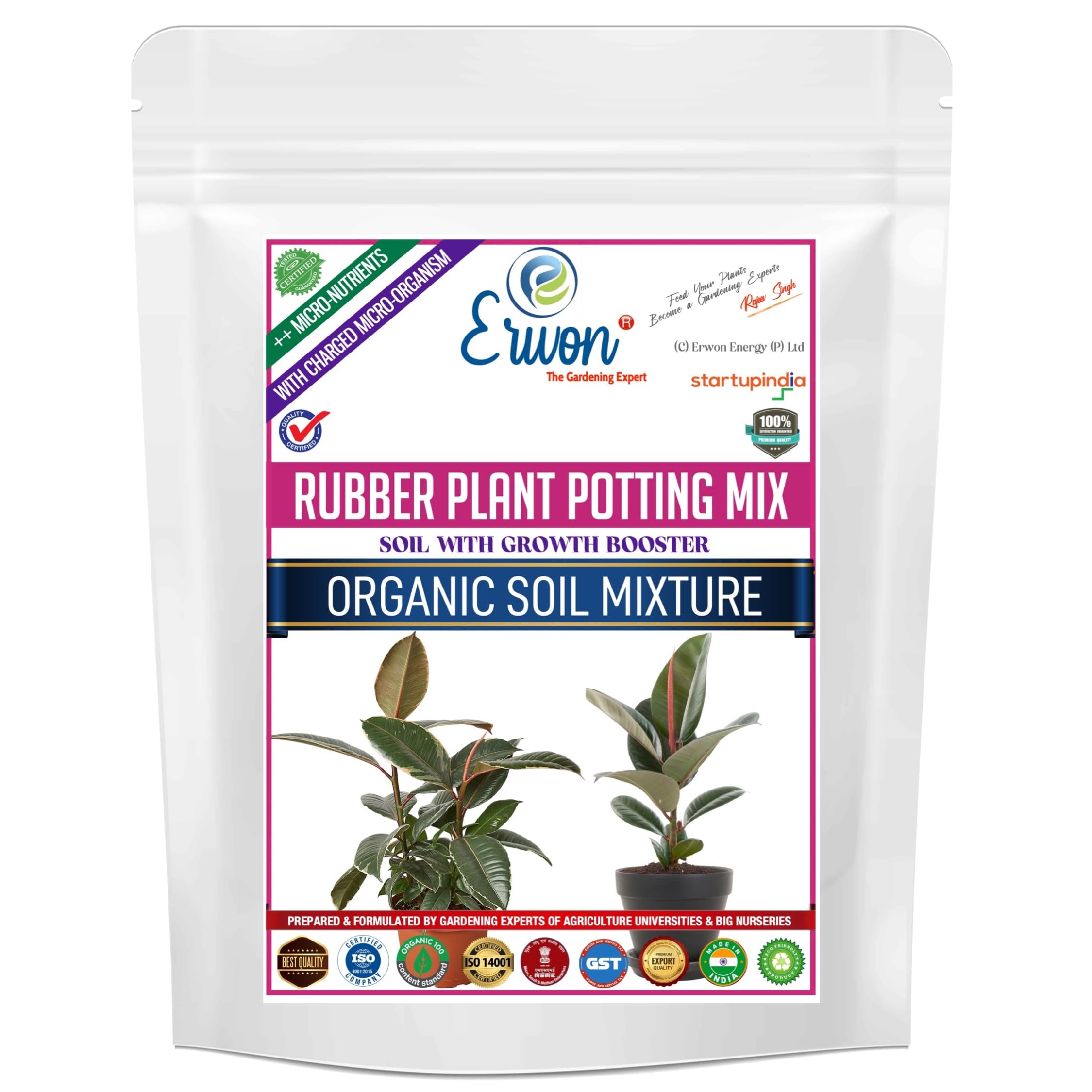 Erwon® Rubber Potting Mix, Premium Essential Powerful Organic Soil with Plant Growth Booster, Charged Micro-Organism and ++ Micronutrients (1800 gm)-image-46