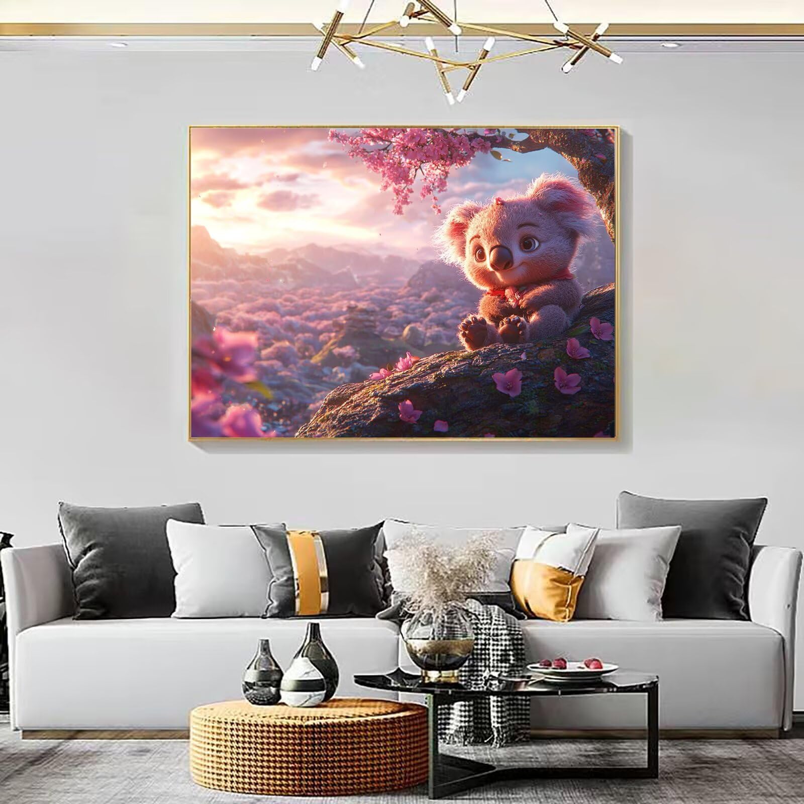 Dipingere con i Numeri Adulti fiore koala, Quadri da Dipingere Numerati Fai Da Te per Principianti e Adultis, Olio La Pittura di Numeri Kit, Hobby Creativi Adulti, Decorazioni Casa 90x120cm Q3S-212
