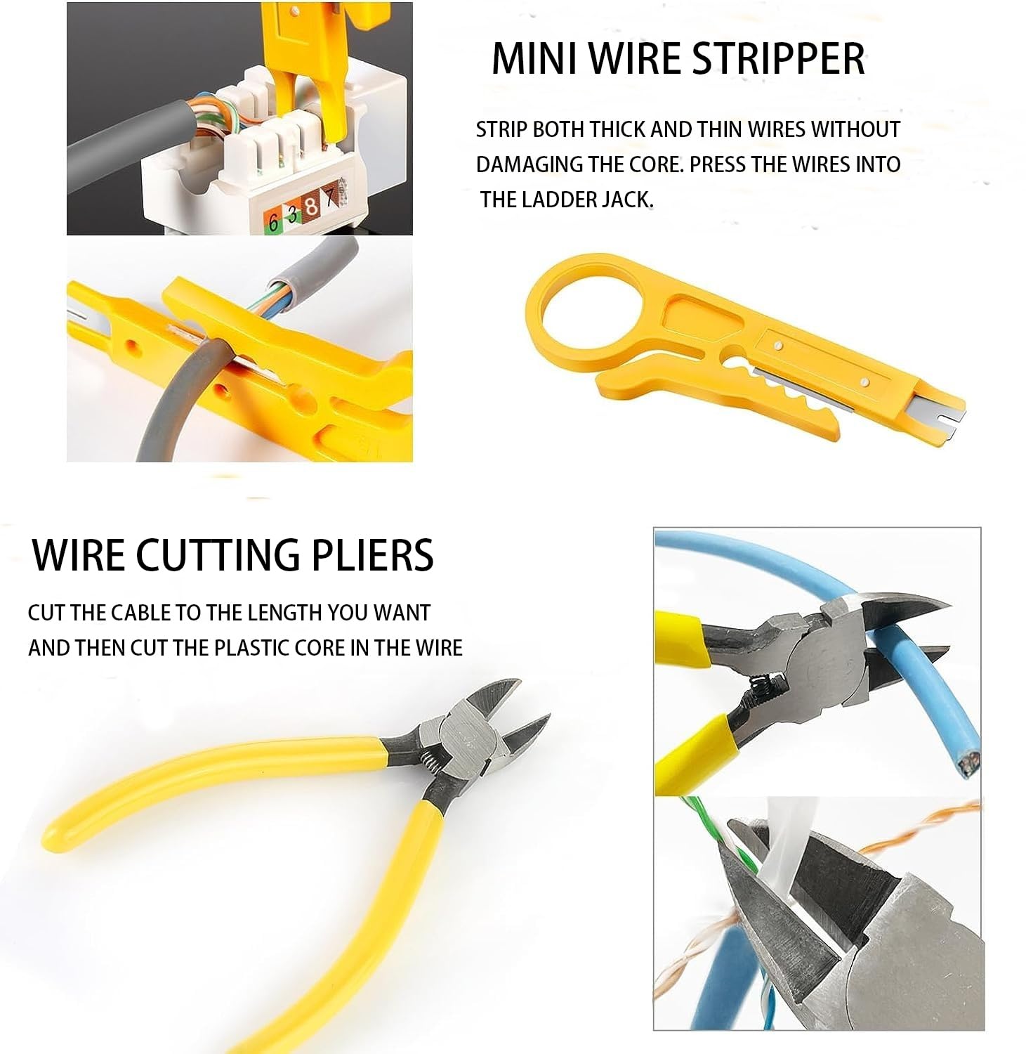 NEWFUN Pinza Crimpatrice RJ45, Crimpatrice RJ45, pinza rj45, Tester di Rete, Spelafili, Installazione di Reti Professionali, Set di Strumenti di Crimpatura Cat5 Cat5e Cat6, 20 Spine RJ45