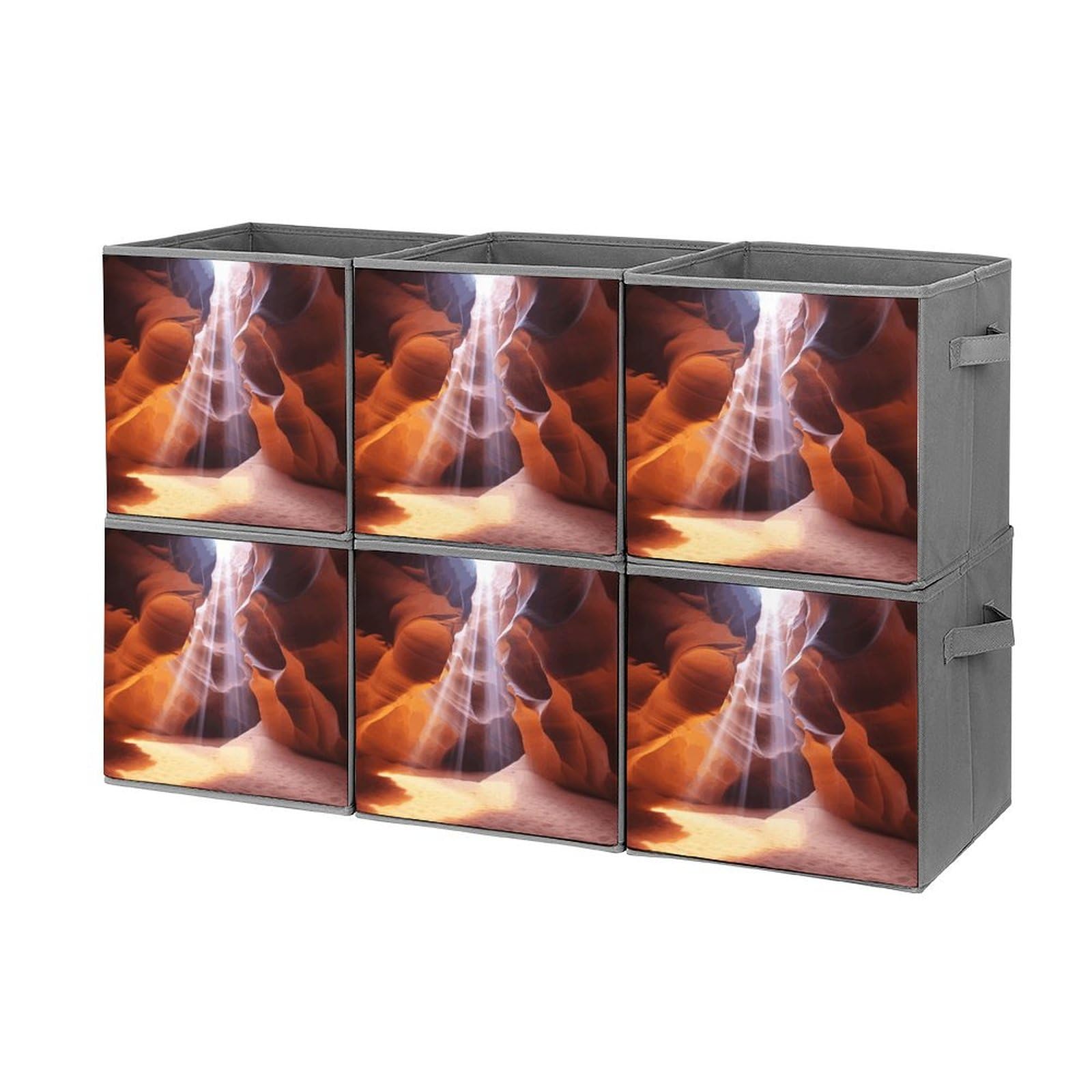 Bacs de rangement pliants motif Antelope Canyon avec poignées pour vêtements