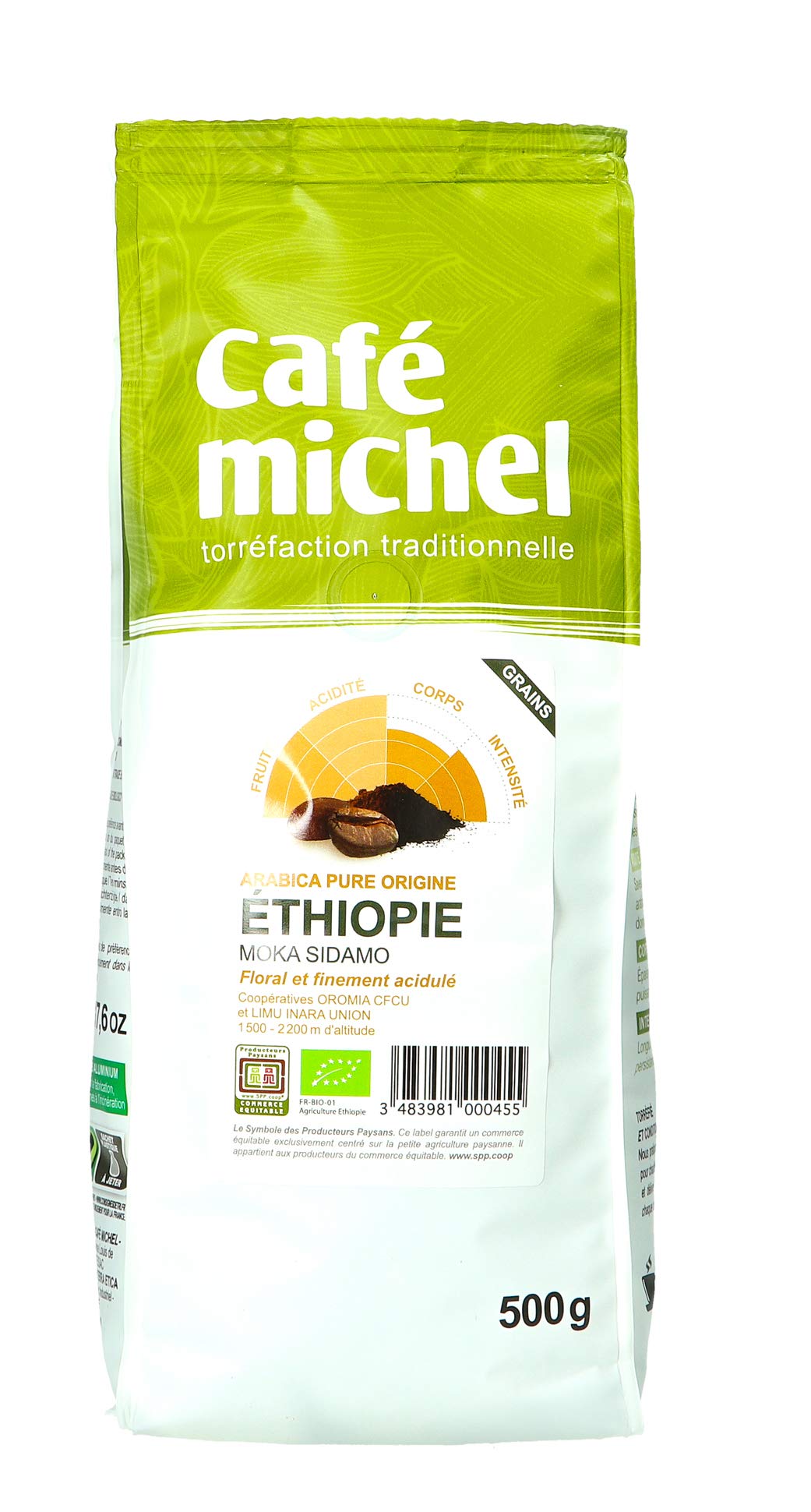 Granos de café de Etiopía Sidamo 500 g