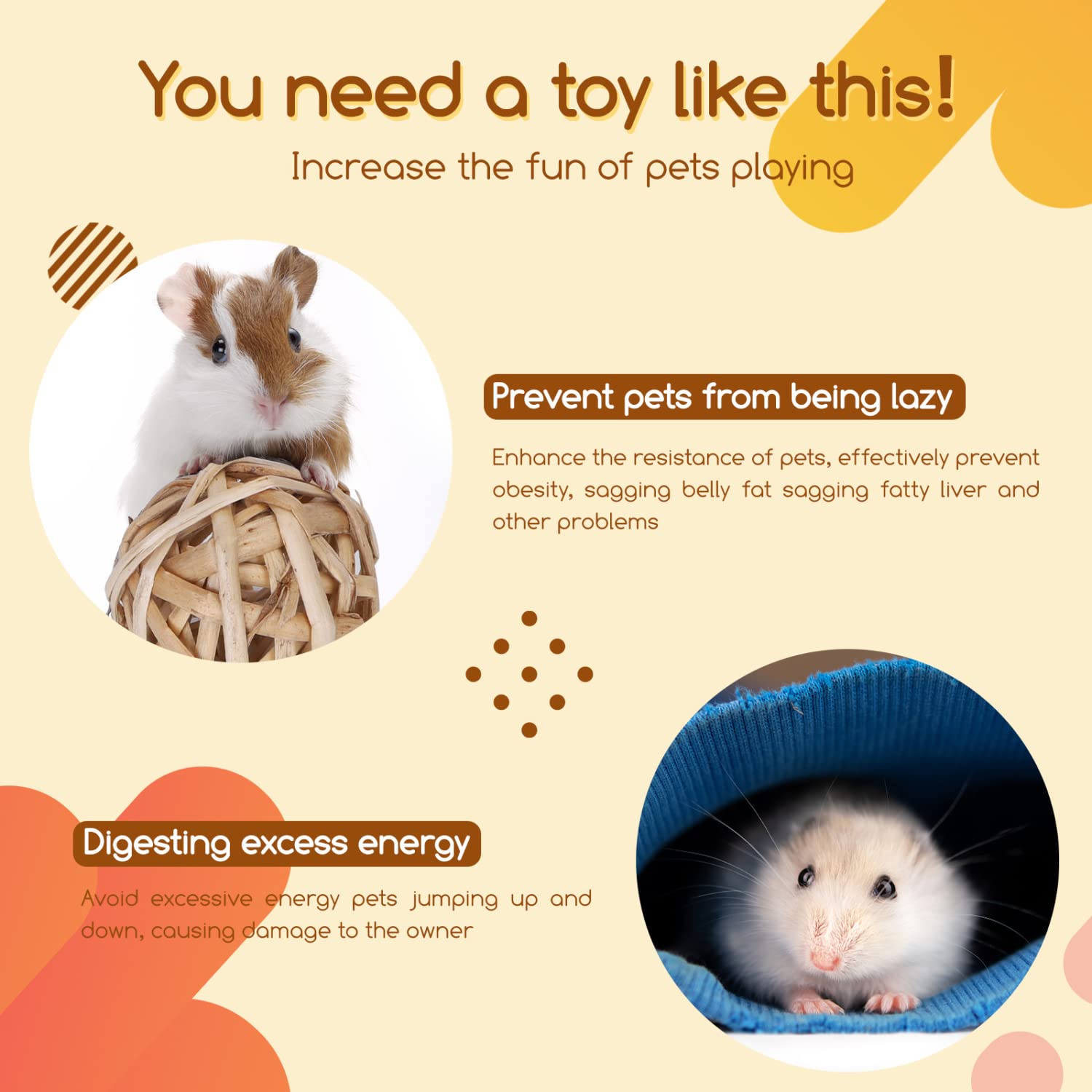 Nobleza 6 Pezzi Piccoli Animali Che Giocano a Palle, Palle d'Erba da Masticare e Giocattoli da Masticare a Rotolamento per Migliorare la Salute Dentistica degli Animali Domestici per Conigli