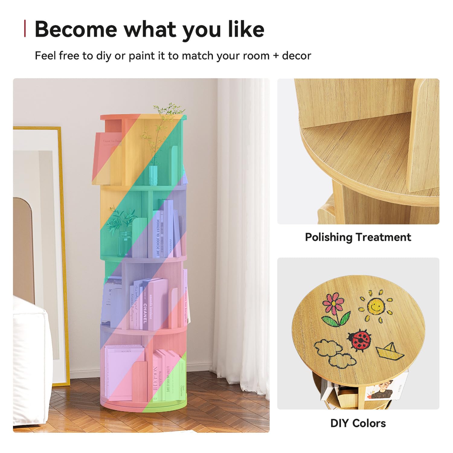 Amazon.com: MXV Rotating Bookshelf, 360 Display 4 Tier, Small