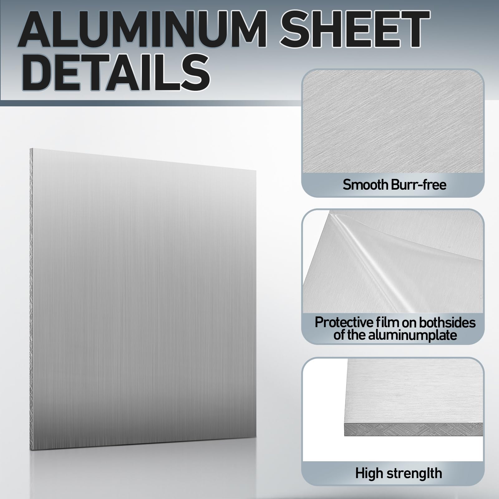 Blulu 2 lastre in alluminio 6061, 38 x 38 x 0,3 cm di spessore, pannello solido rettangolare in alluminio da 3 mm, per l'artigianato e l'industria strutturale