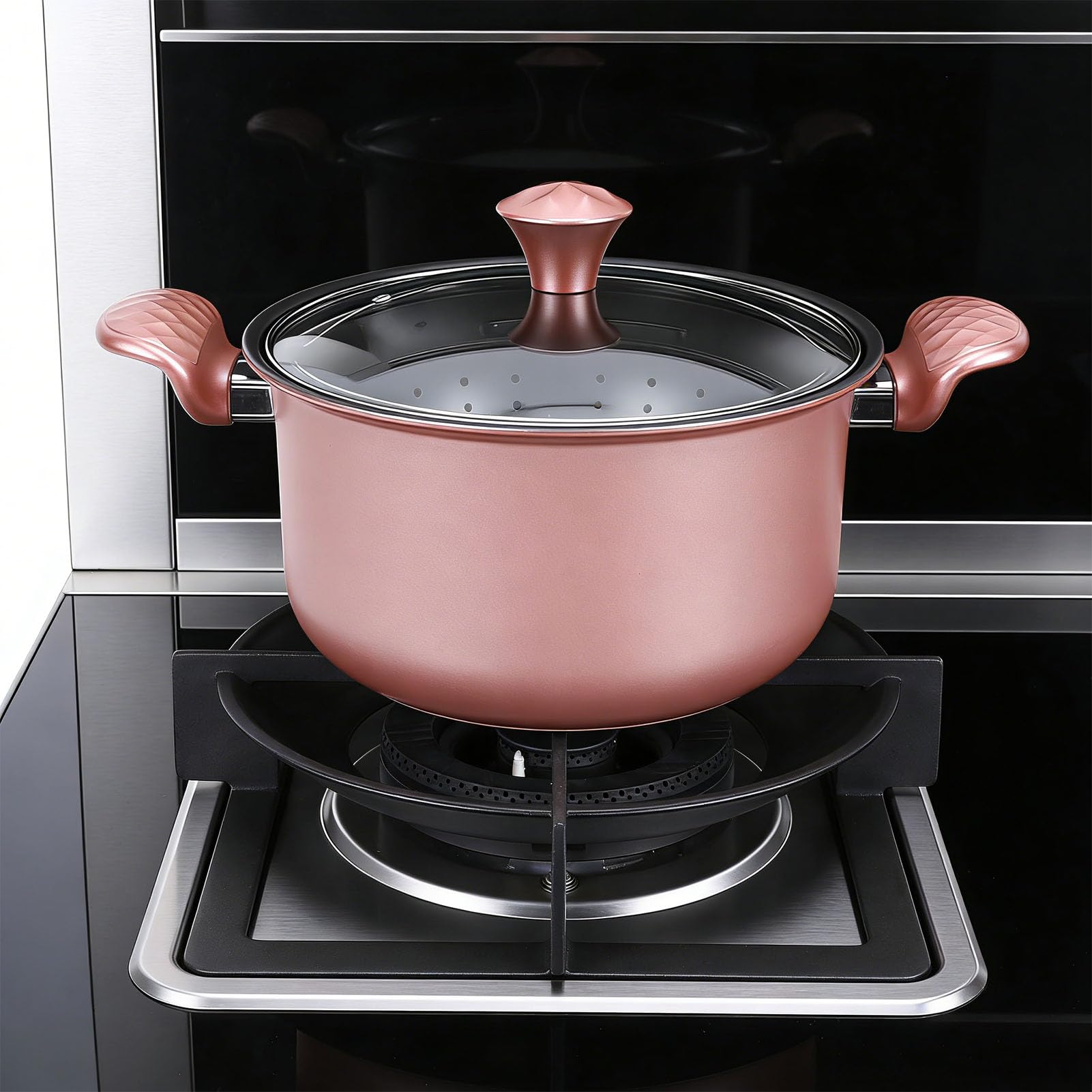 Pentola per Zuppa in Acciaio Inossidabile, Pentola Antiaderente con Coperchio, Manici Ergonomici per Fornelli a Gas, Fornelli a Induzione, Ideale per Bollire, Stufare e Cuocere