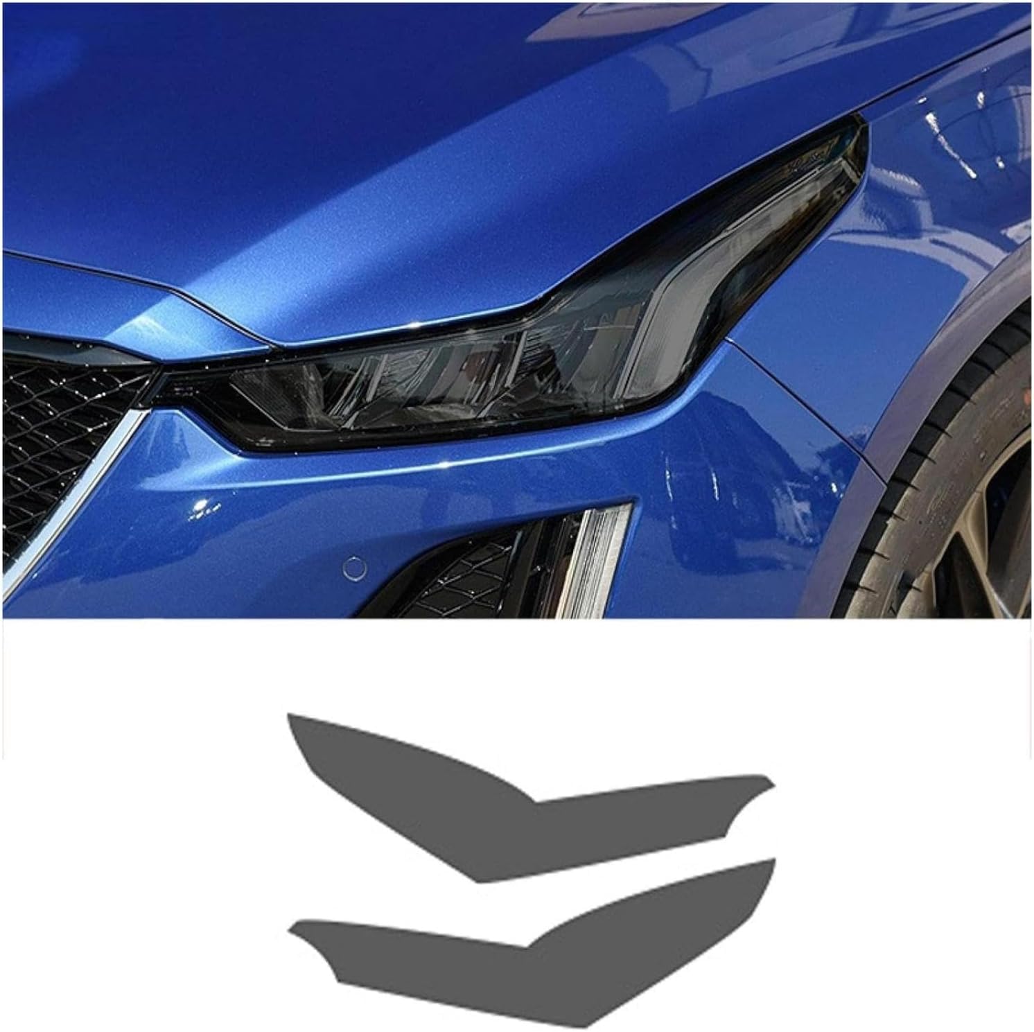 SamLng Car Front Light Film for Cadillac CT5 2020 2021 Car Headlight Film Front Light Transparent Blackened Moulding Vinyl Protection Sticker Car Light Film