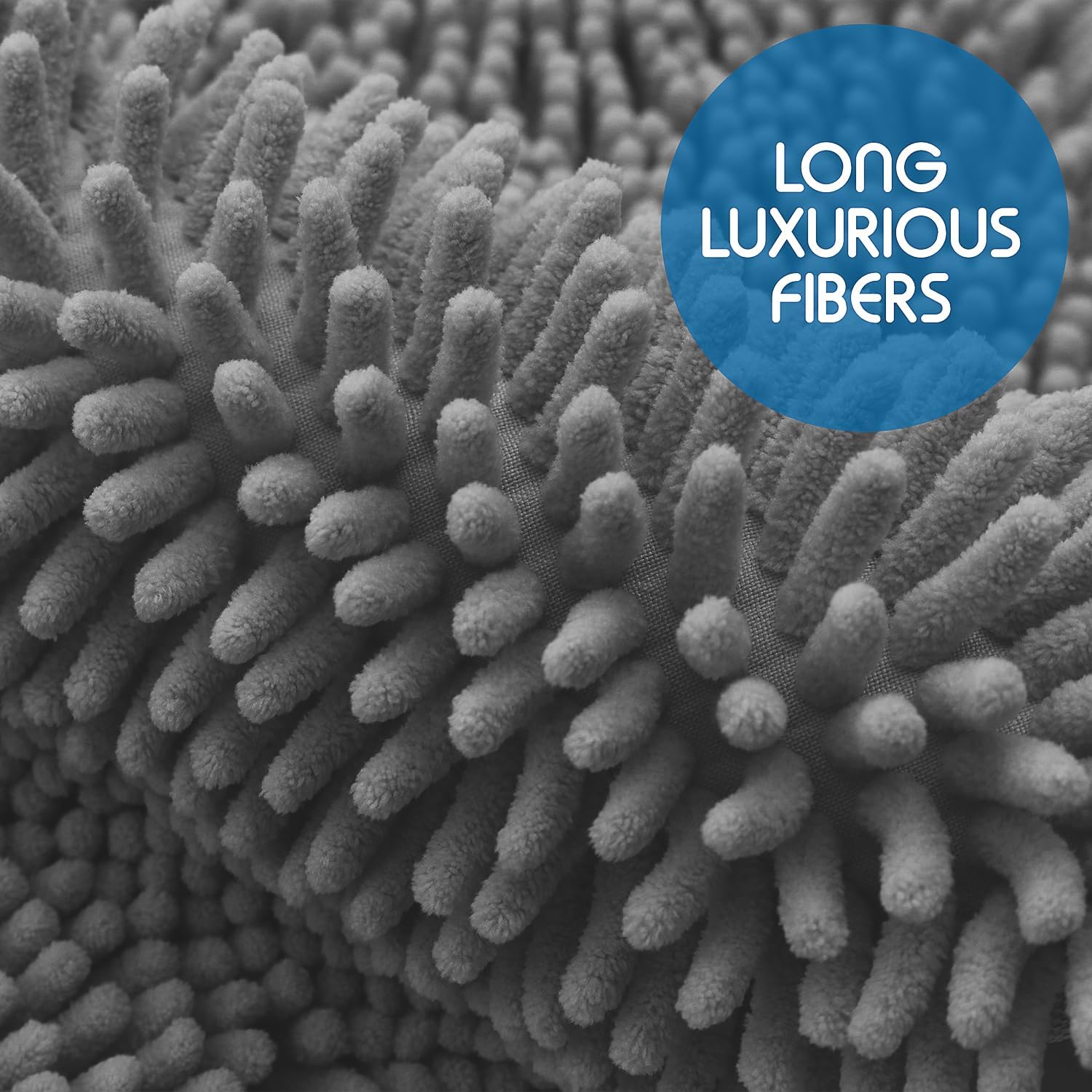 Nestl Bathroom Rugs, Chenille Bath Mat - Machine Washable Bath Mats for Bathroom Non-Slip Backing Rubber, Quick Dry Bathroom Mat - Grey Bath Rug, 20x32