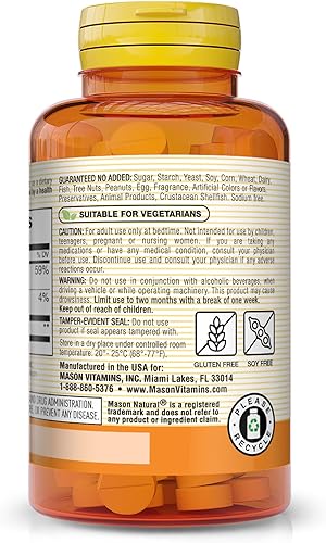 Miniatura 3 de MASON NATURAL Melatonina 5 mg con B6 y calcio - Ayuda natural para dormir, apoya un sueño saludable y descanso, 60 tabletas