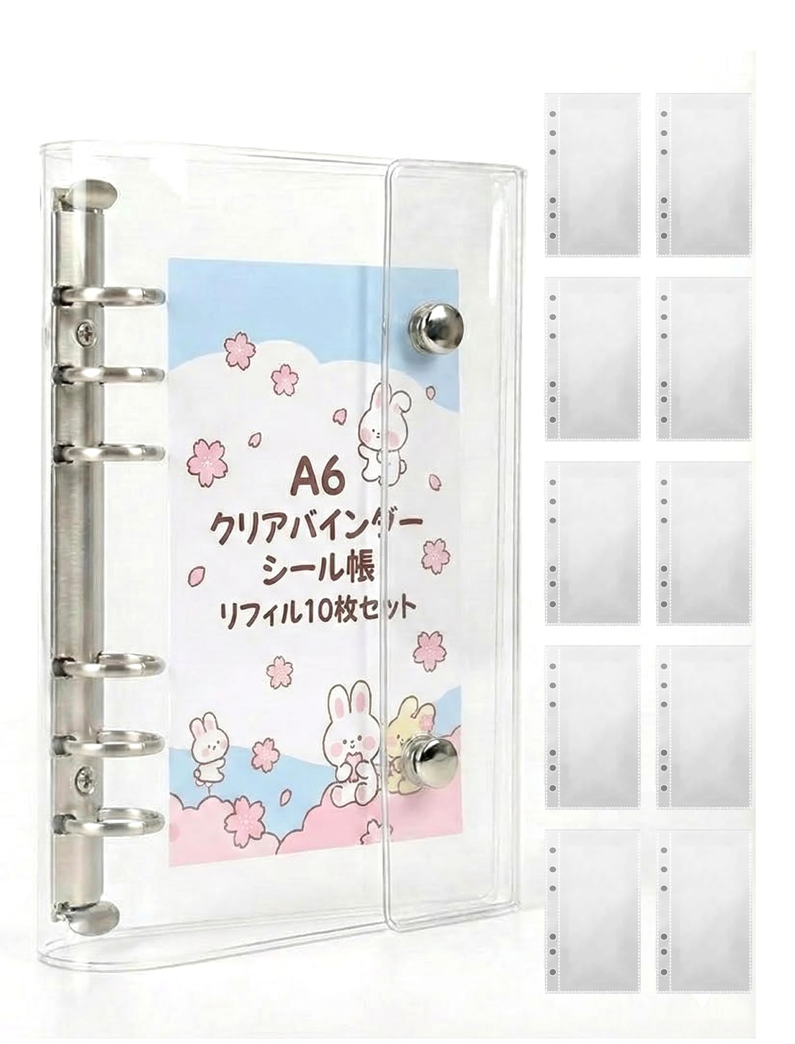 Amazon.co.jp: CLUCKHUB シール帳 クリア A6 女の子 はがせる 6穴