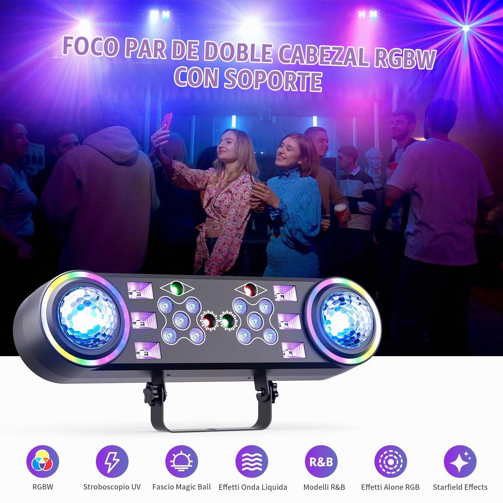 Luz De Fiesta 7 En 1 Para Discoteca Luz De DJ, Luz De Fiesta Con Trípode Telescópico Y Bolsa De Transporte, Luz Estroboscópica Con Control Remoto Para Navidad, Fiestas En Casa, Discotecas Y Halloween