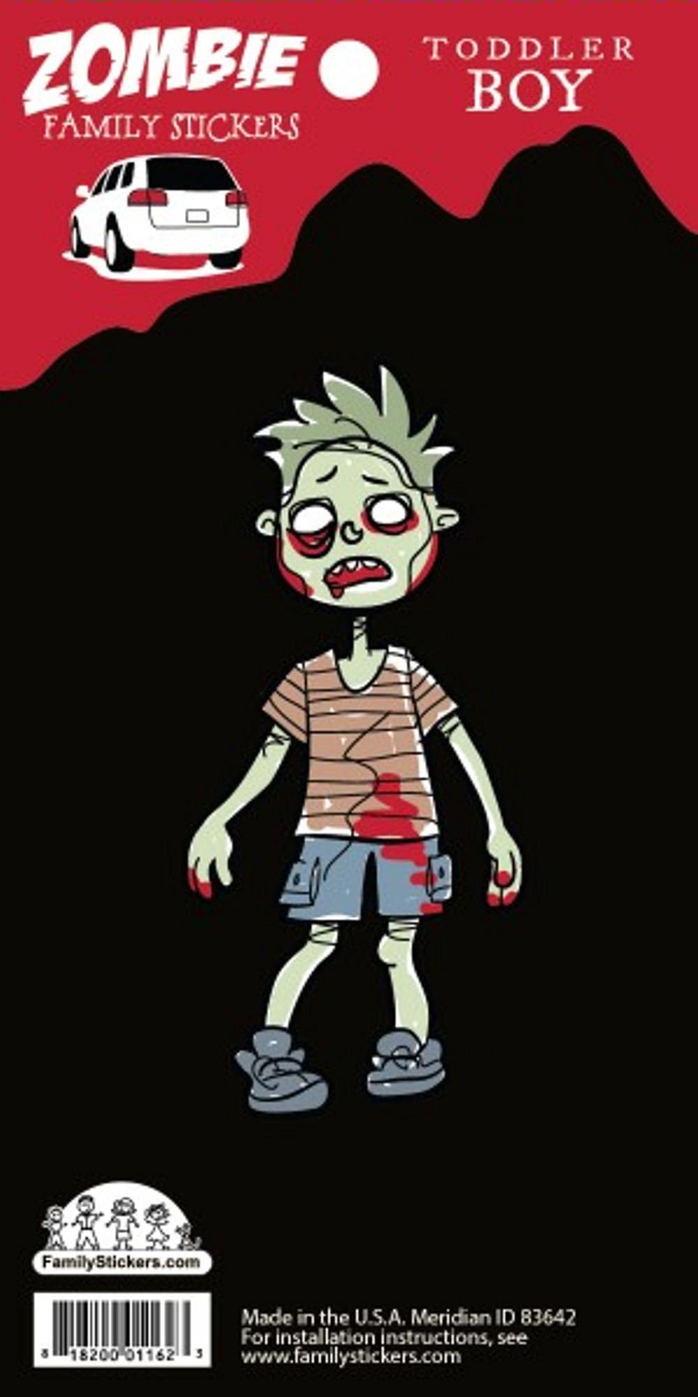 Family Car Stickers Zombie Vinyl Auto Decal, Toddler Boy