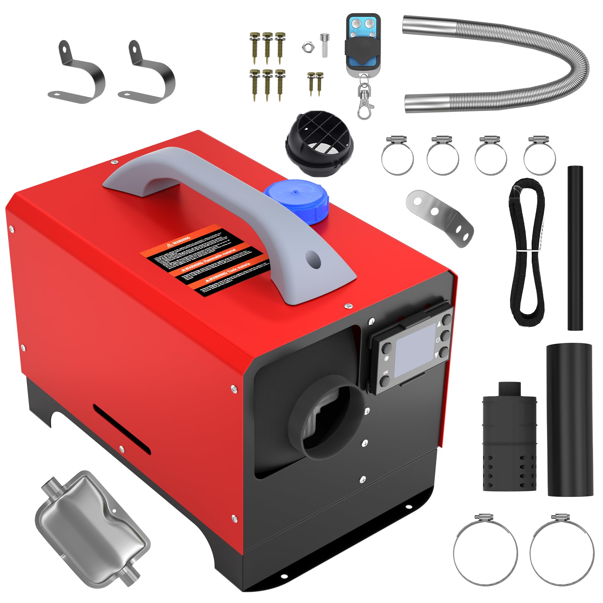 HENGMEI 8KW Dieselheizung 12V Standheizung Diesel Lufterhitzer Raumheizung Air Diesel Heizung mit LCD Monitor Auto, RV, Boote, LKW Heizung (Typ C, Schwarz+Rot)