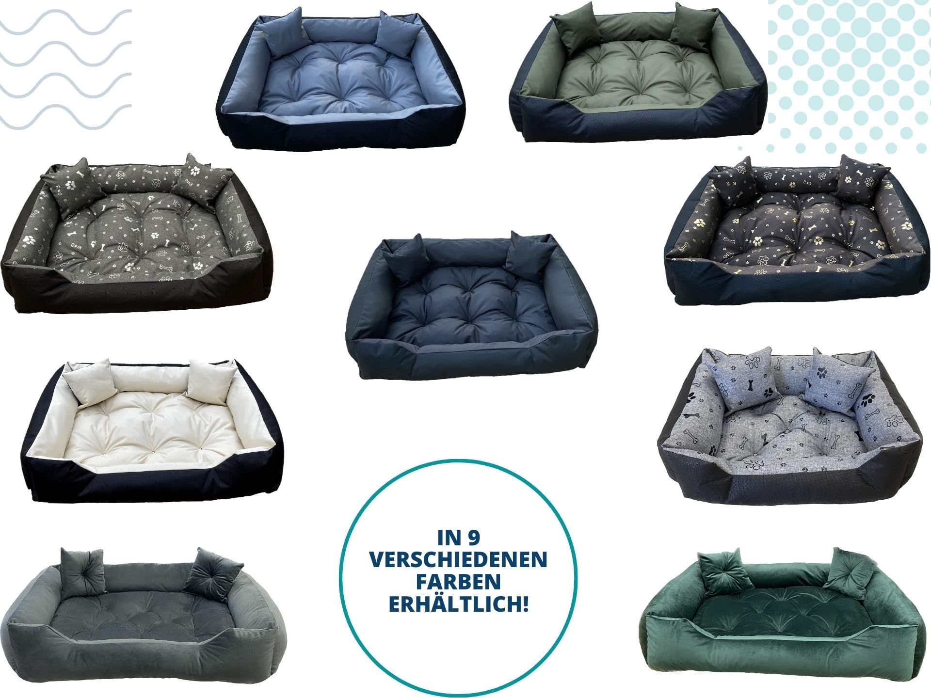 Dogs4Life Hundebett XXL 130 x 105 cm | Hundebett für sehr große Hunde | Orthopädisch | Hundekissen | Waschbar | Outdoor | Mit Rand | Wasserabweisend (XL, Schwarze Pfoten)