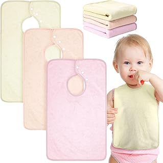 Full Coverage Pullover Toddler Baby Bibs Terry Cloth Bibs with Snap Button for 0-4 Years Unisex Feeding Drooling