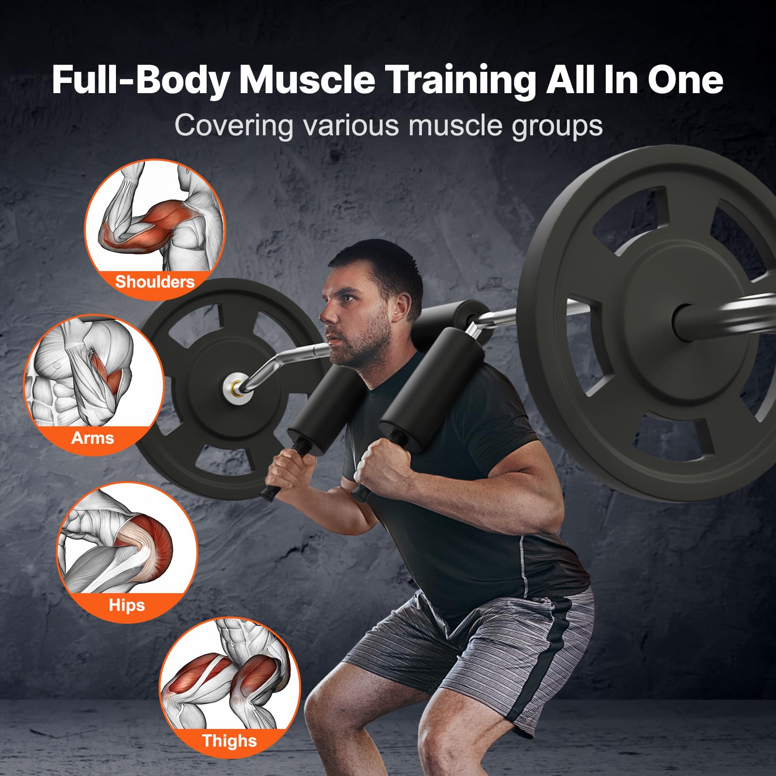 VEVOR Barra per Manubri per Allenamento da Palestra Lunghezza 221cm Ø28mm Barra di Pesi Portata max. 315 kg con 2 Maniglie Imbottitura in Schiuma Sulle Spalle per Allenamento Fisico Squat da Palestra