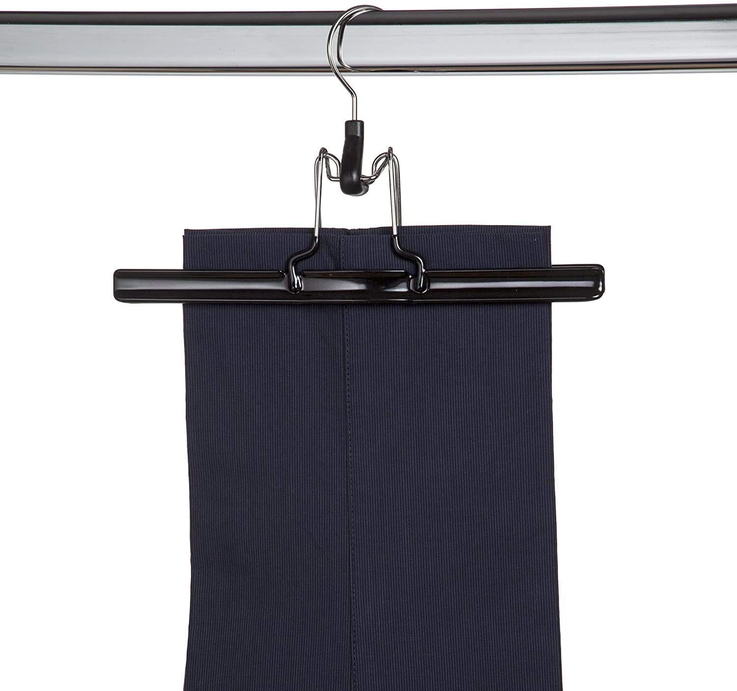 MAWA Klemmbügel, 10 Stück, platzsparende Klemmbügel, geeignet für Hosen und flächige Teile, 360° drehbar, hochwertige Antirutsch-Beschichtung, 26 cm, Schwarz