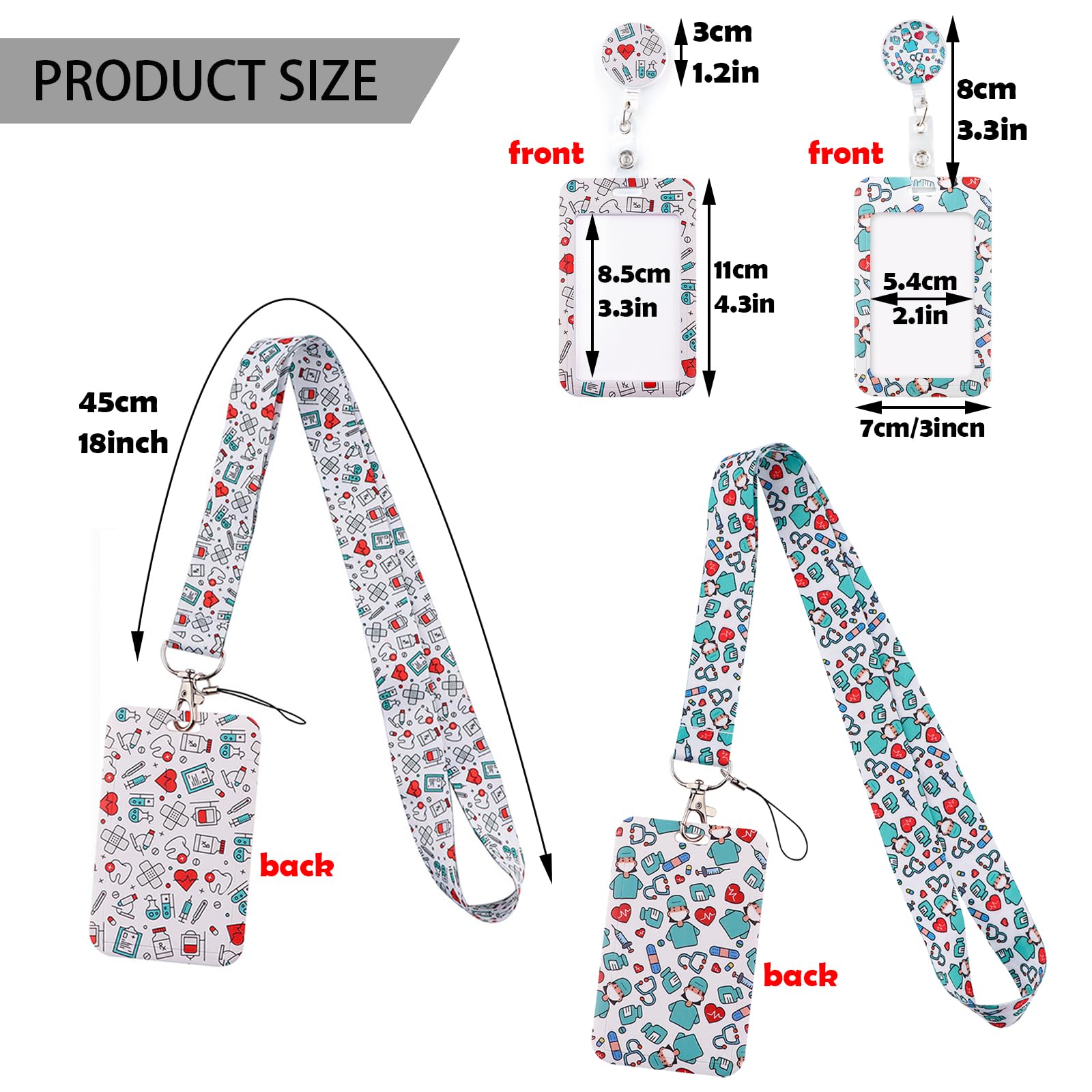 2 Sets Porte Badge Tour De Cou, Comprend Cordon De Laniere Tour De Cou