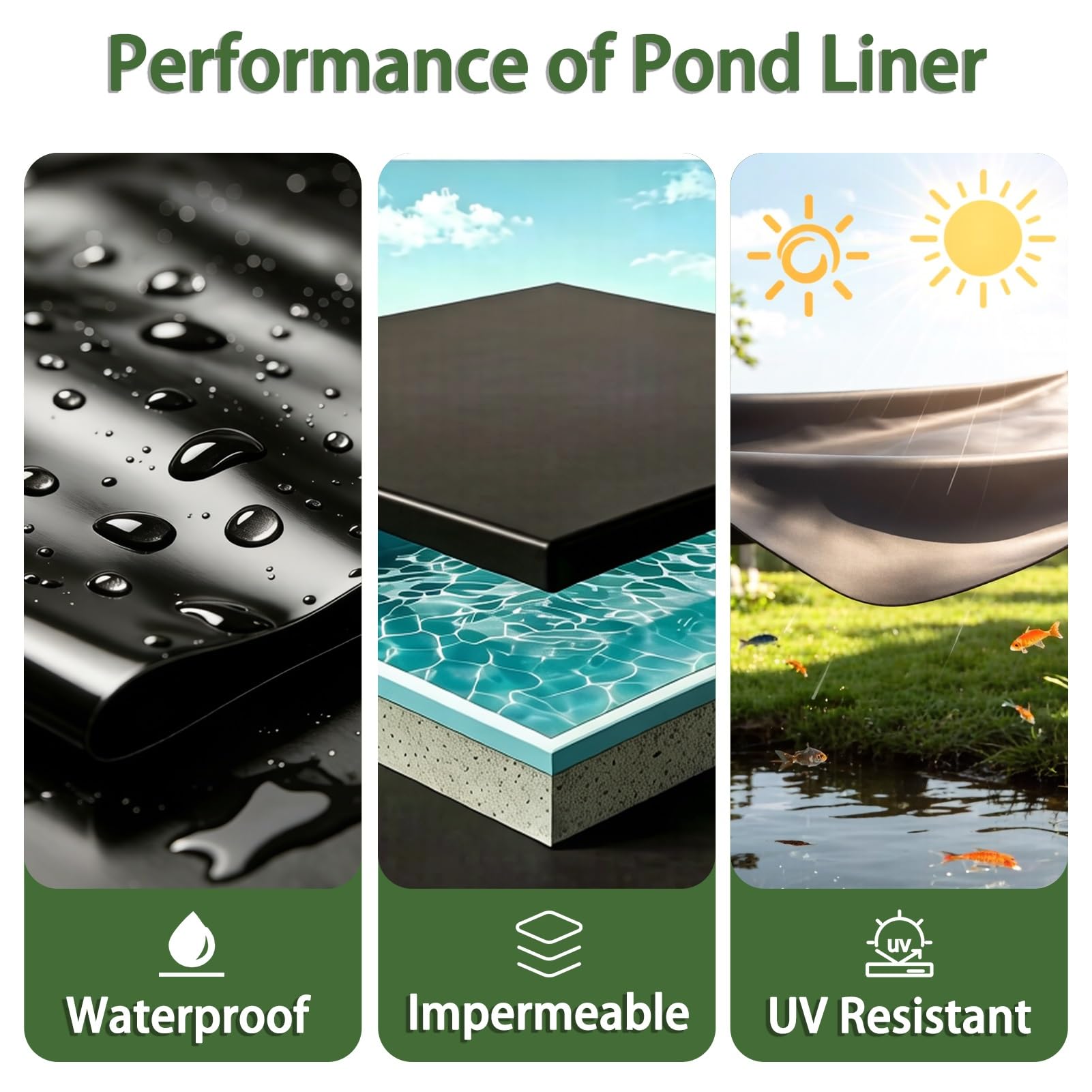 Revestimiento para Estanque Negro HDPE | 3x5m 5x7m 6x6m 7x8m 8x10m 10x12m Base para estanques Koi Exterior | Película Sellado Membrana Prueba Humedad para embalses(5x7m)