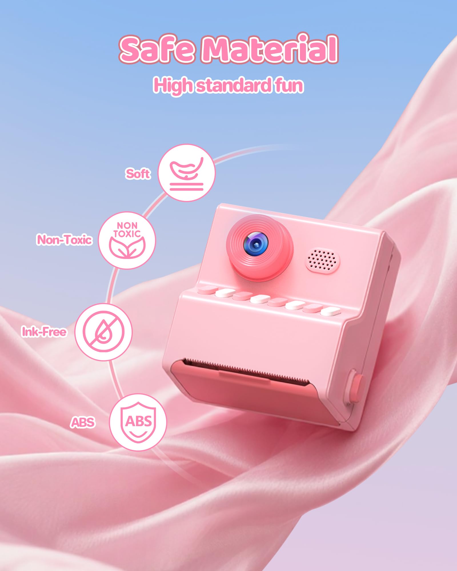 Appareil Photo Enfant Instantané Rose: HODDRCCN 1080P Appareil Photo Instantané - Carte 32GB - Jouet Cadeau pour Filles Garçons Enfant de 3-14 Ans - Cadeau Noël Anniversaire Fille Garçon