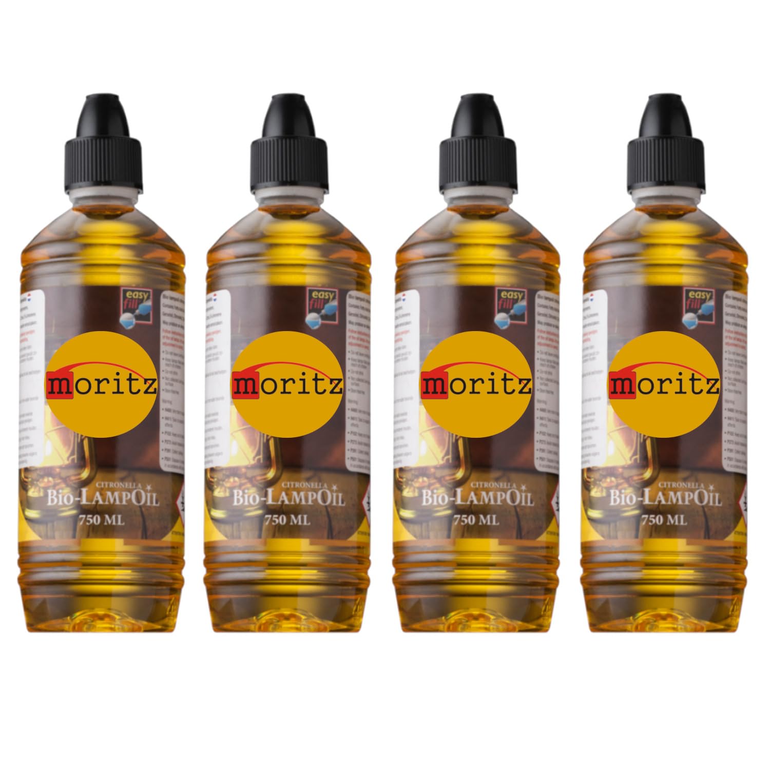 4 x 750 ml Moritz Bio Lampenöl Citronella für Fackeln Öllampen Sturmlaternen Wandfackeln
