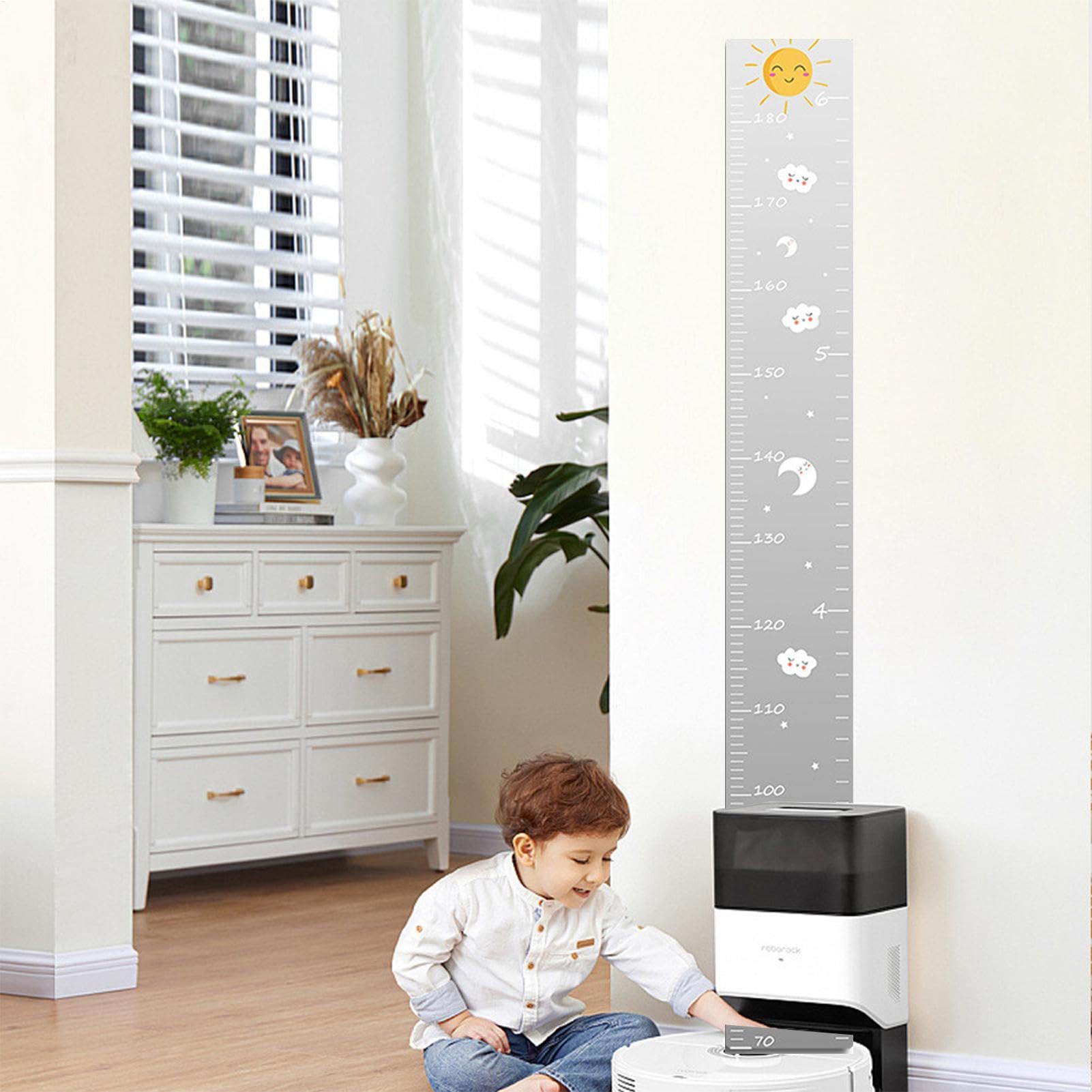 Grafico di crescita con specchio per bambini - Misuratore di altezza da parete decorativo con adesivi