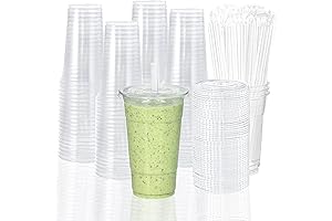 TashiBox 24 oz To Go Smoothie Cups with Lids and Straws